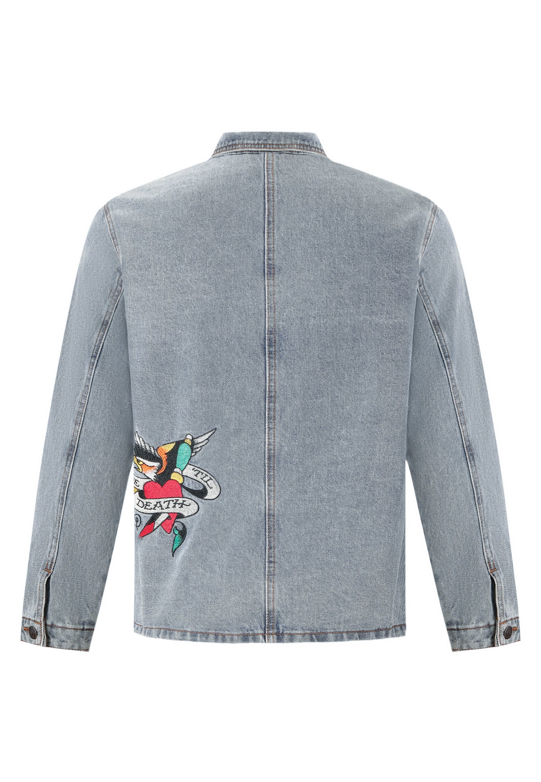 Womens Battle Of Eagles Denim Chore Jacket - Blue - Image 10