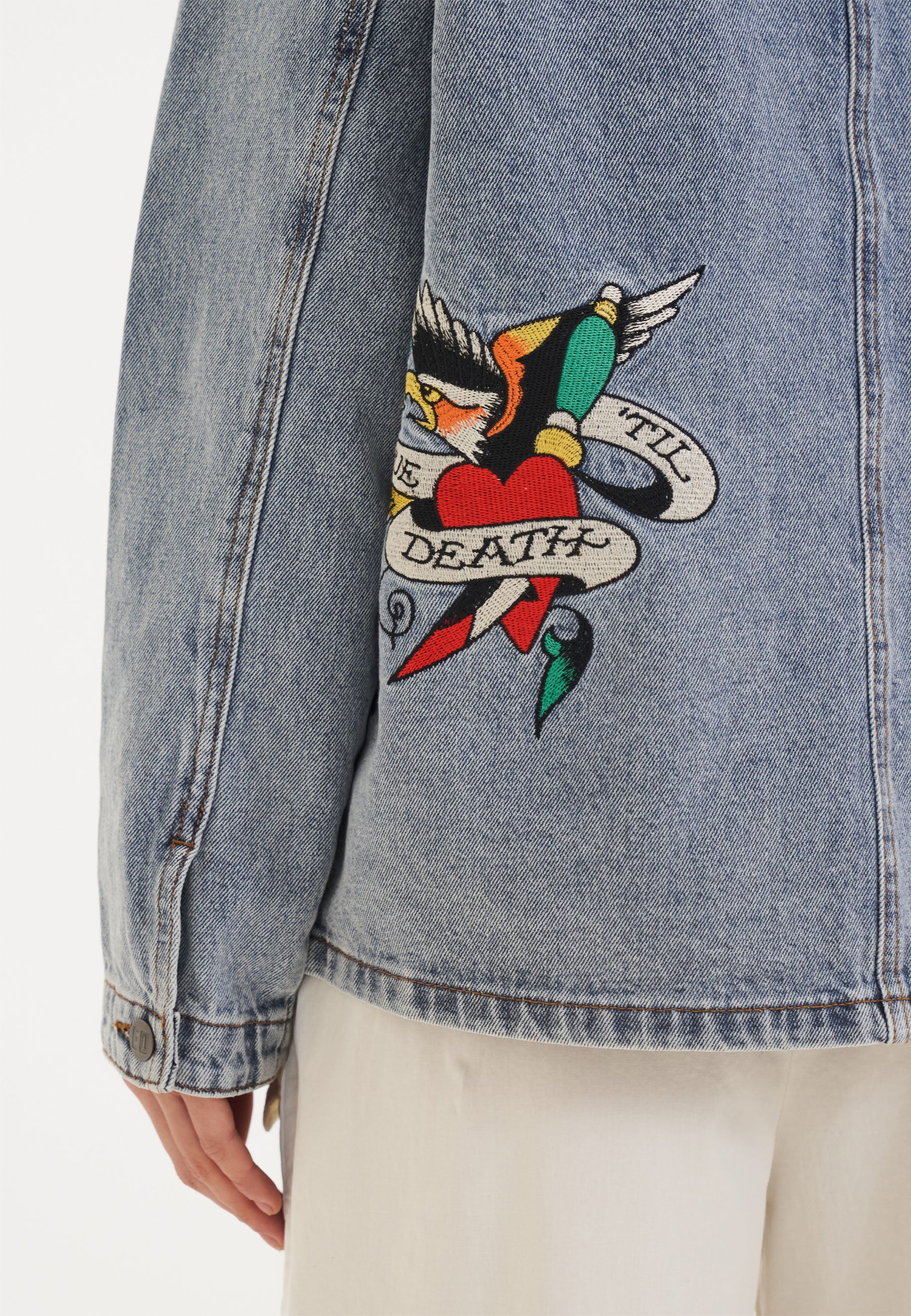 Womens Battle Of Eagles Denim Chore Jacket - Blue - Image 4