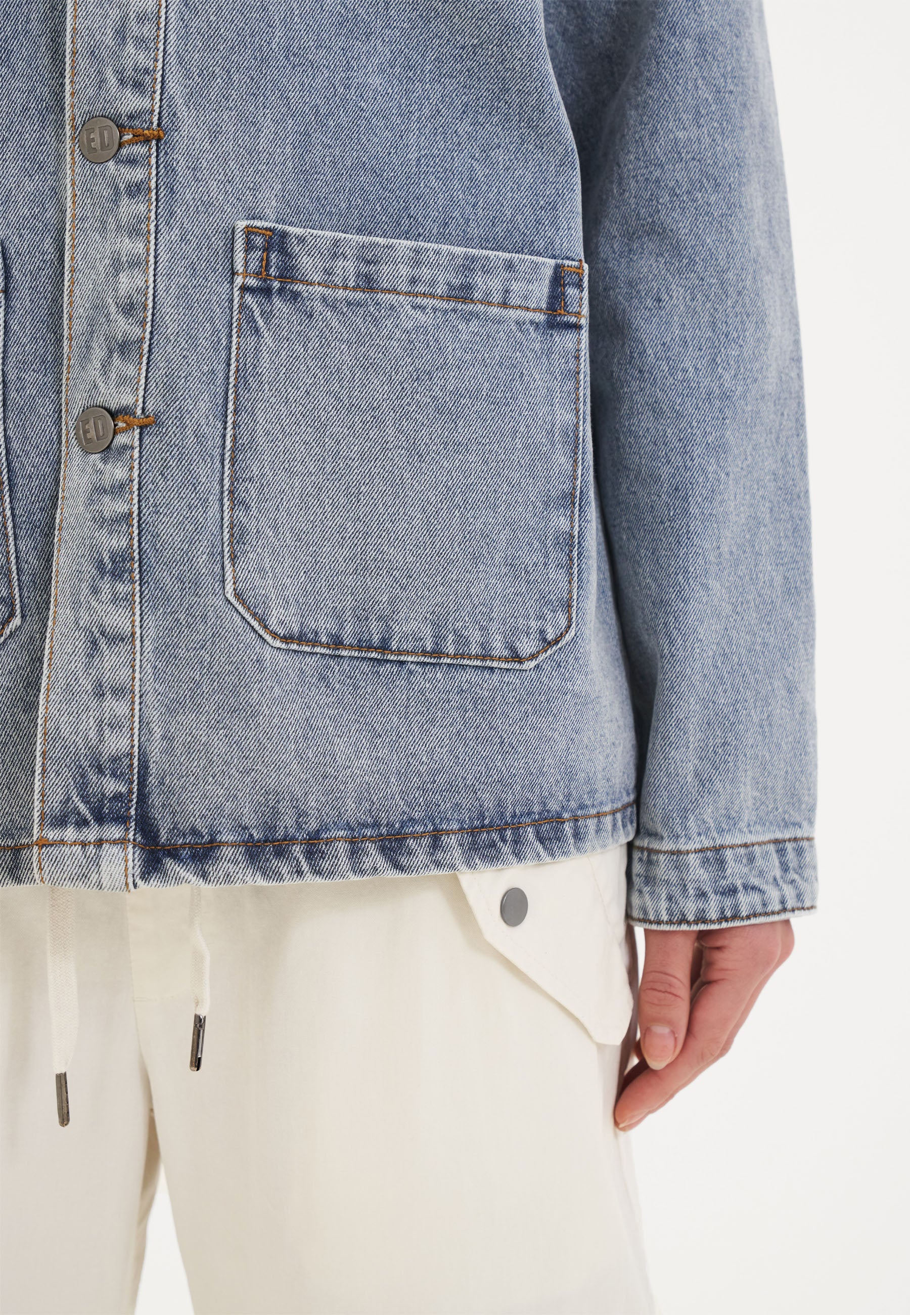 Womens Battle Of Eagles Denim Chore Jacket - Blue - Image 5