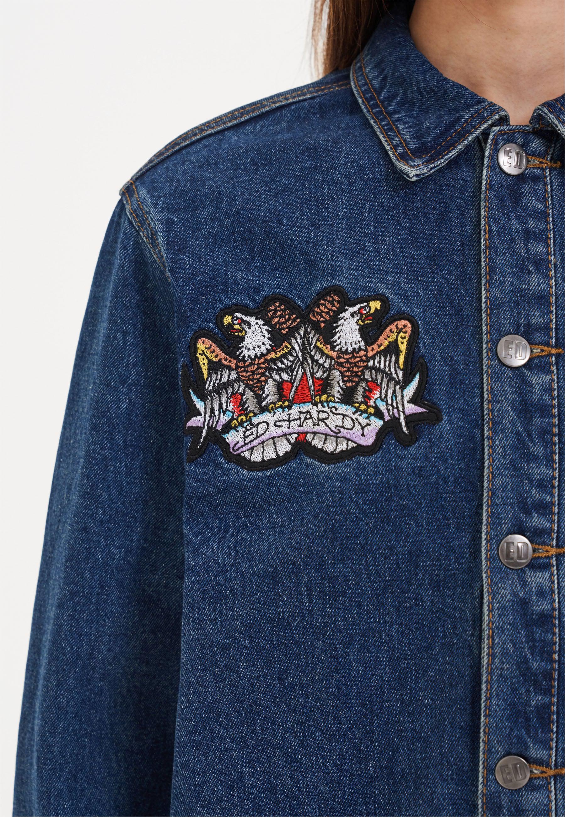 Womens Battle Of Eagles Denim Chore Jacket - Indigo - Image 3