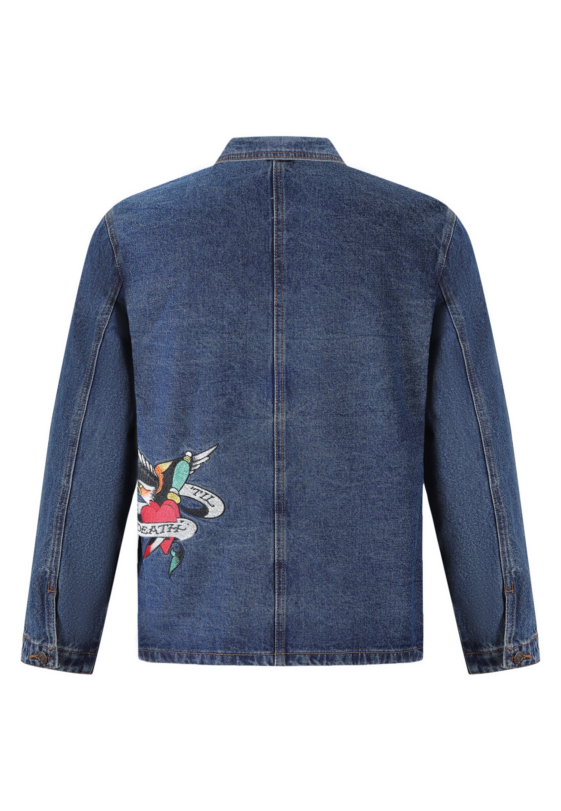 Womens Battle Of Eagles Denim Chore Jacket - Indigo - Image 9