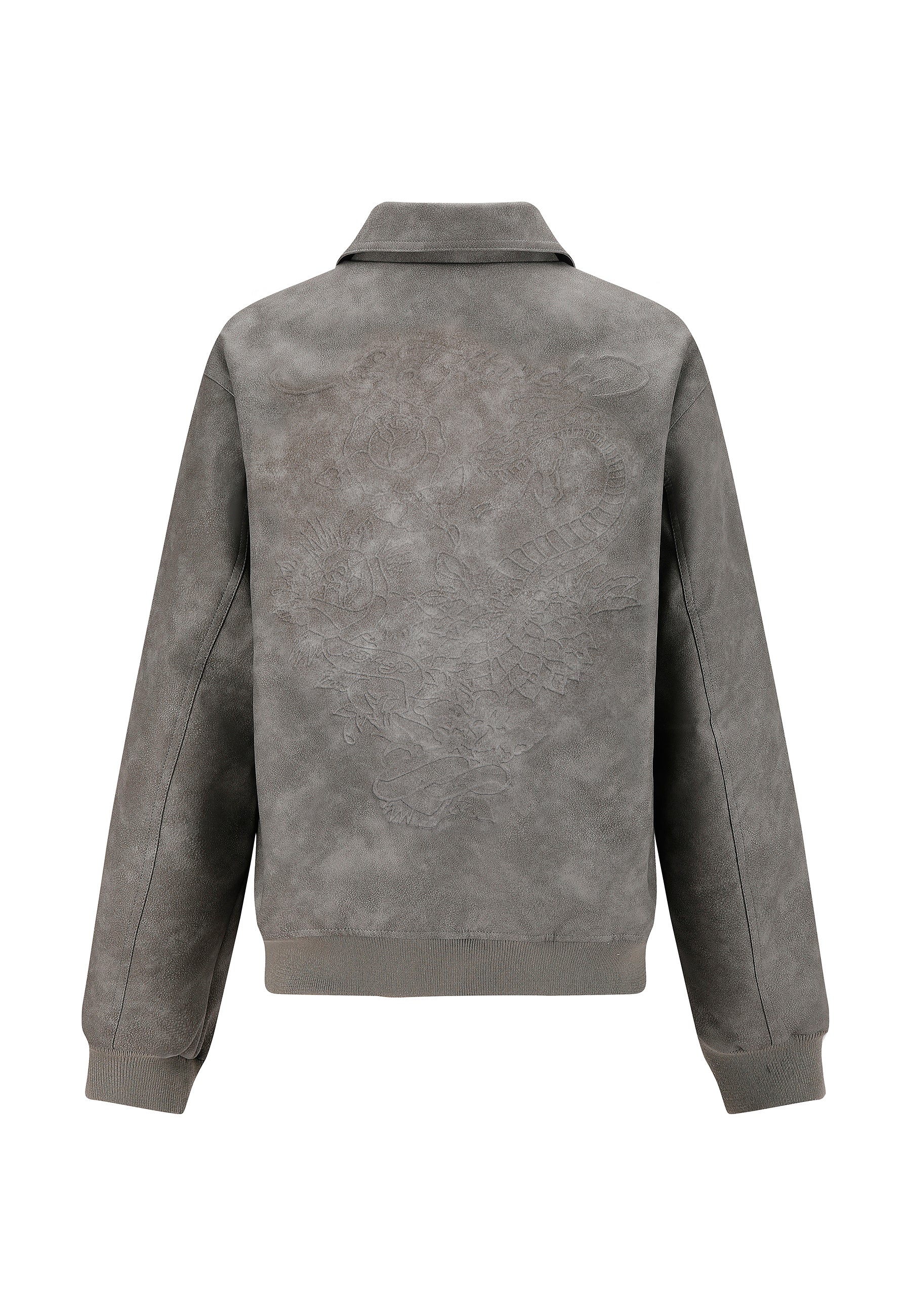 Womens Black Cobra Embossed Vegan Leather Jacket - Grey - Image 10