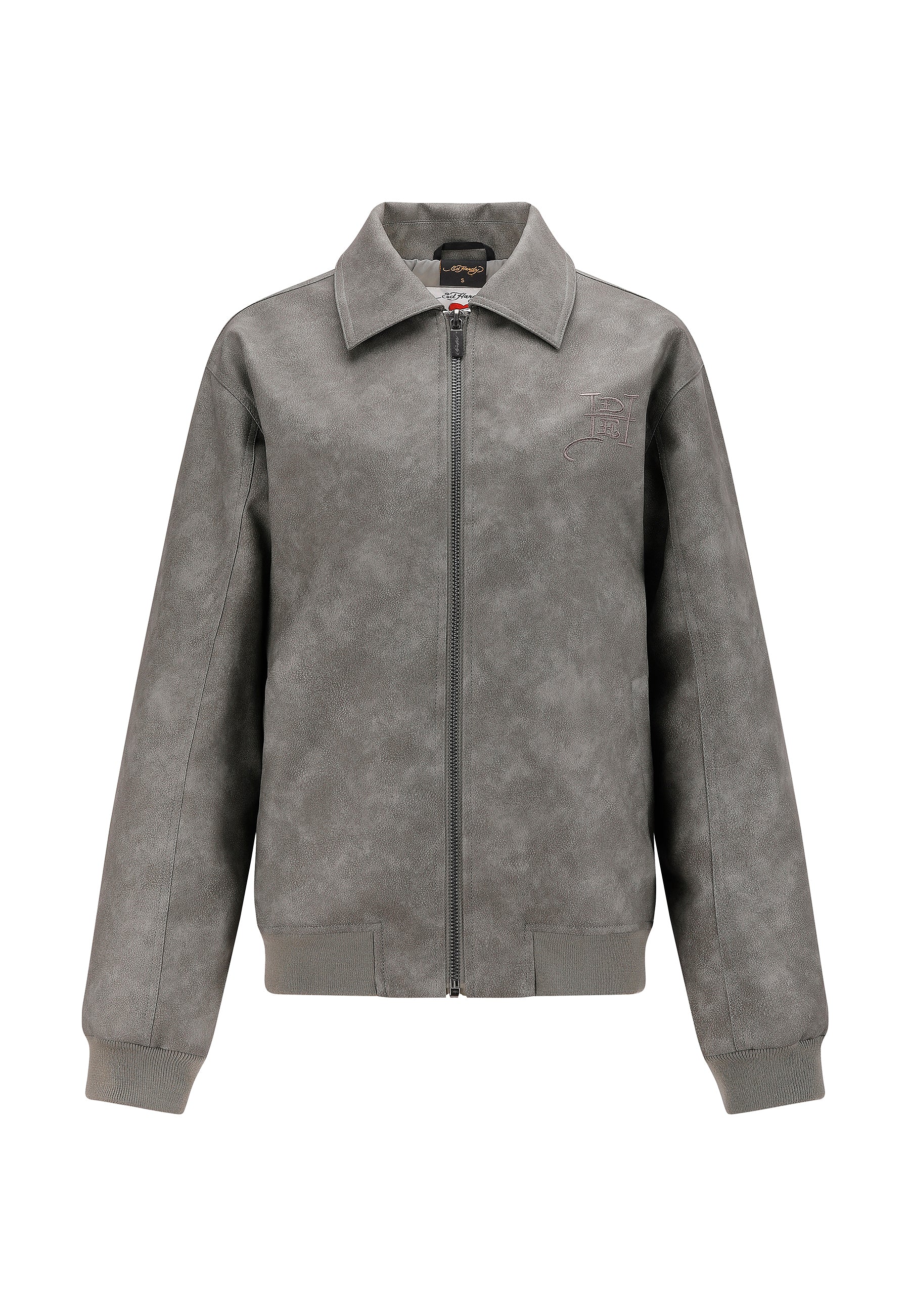 Womens Black Cobra Embossed Vegan Leather Jacket - Grey - Image 9