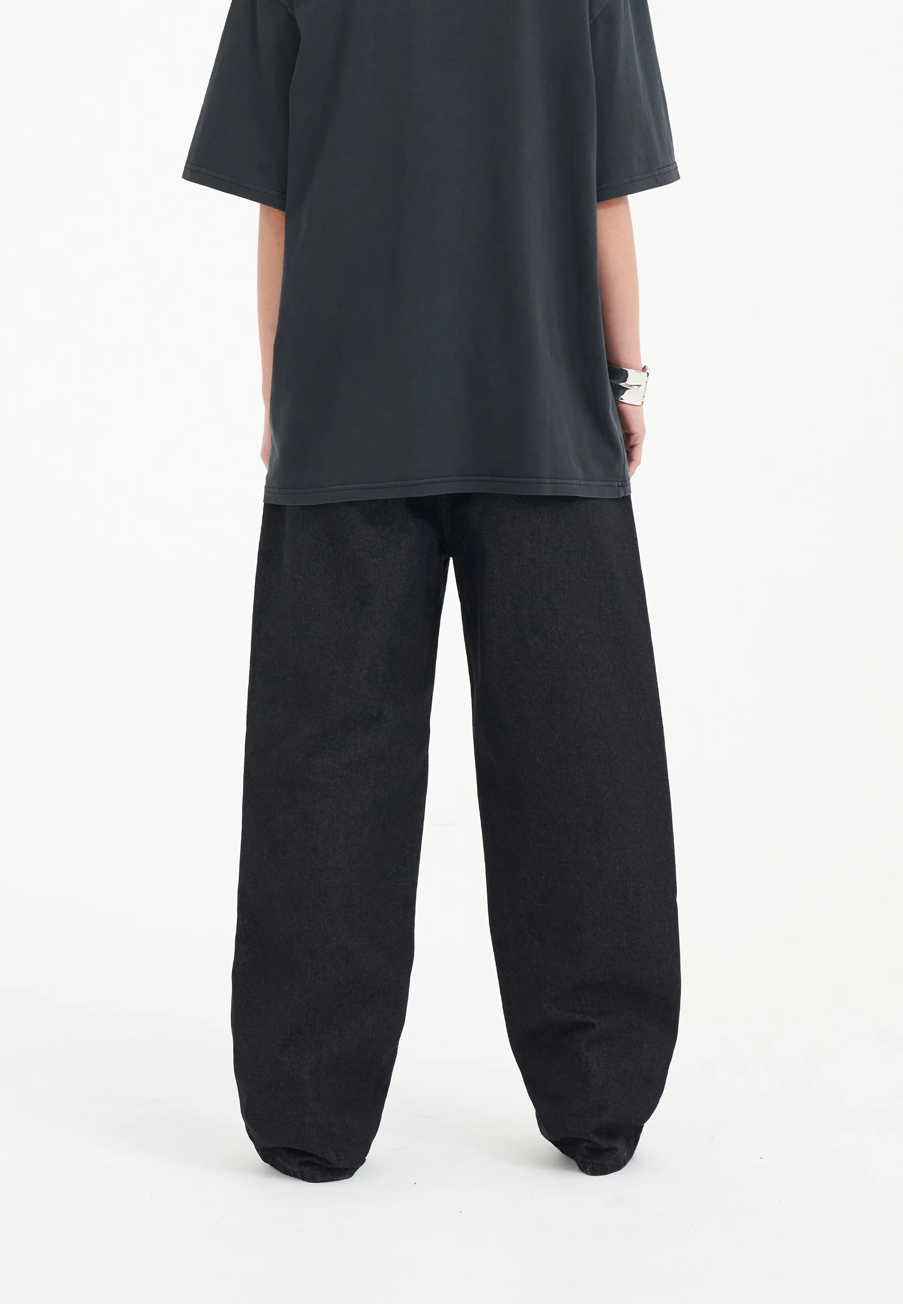 Womens Crystal Roar Diamante Relaxed Denim Trousers Jeans - Black - Image 3