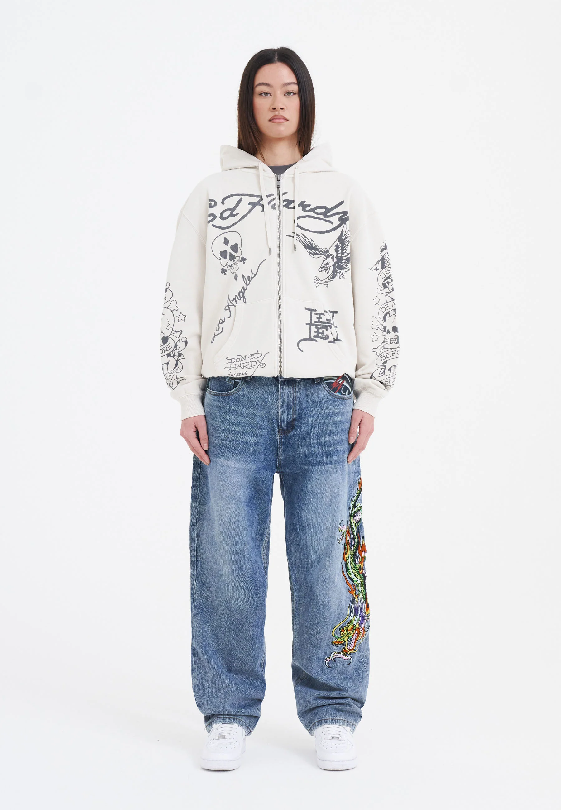 Womens Death-Before Mono Hoodie - Beige - Image 4