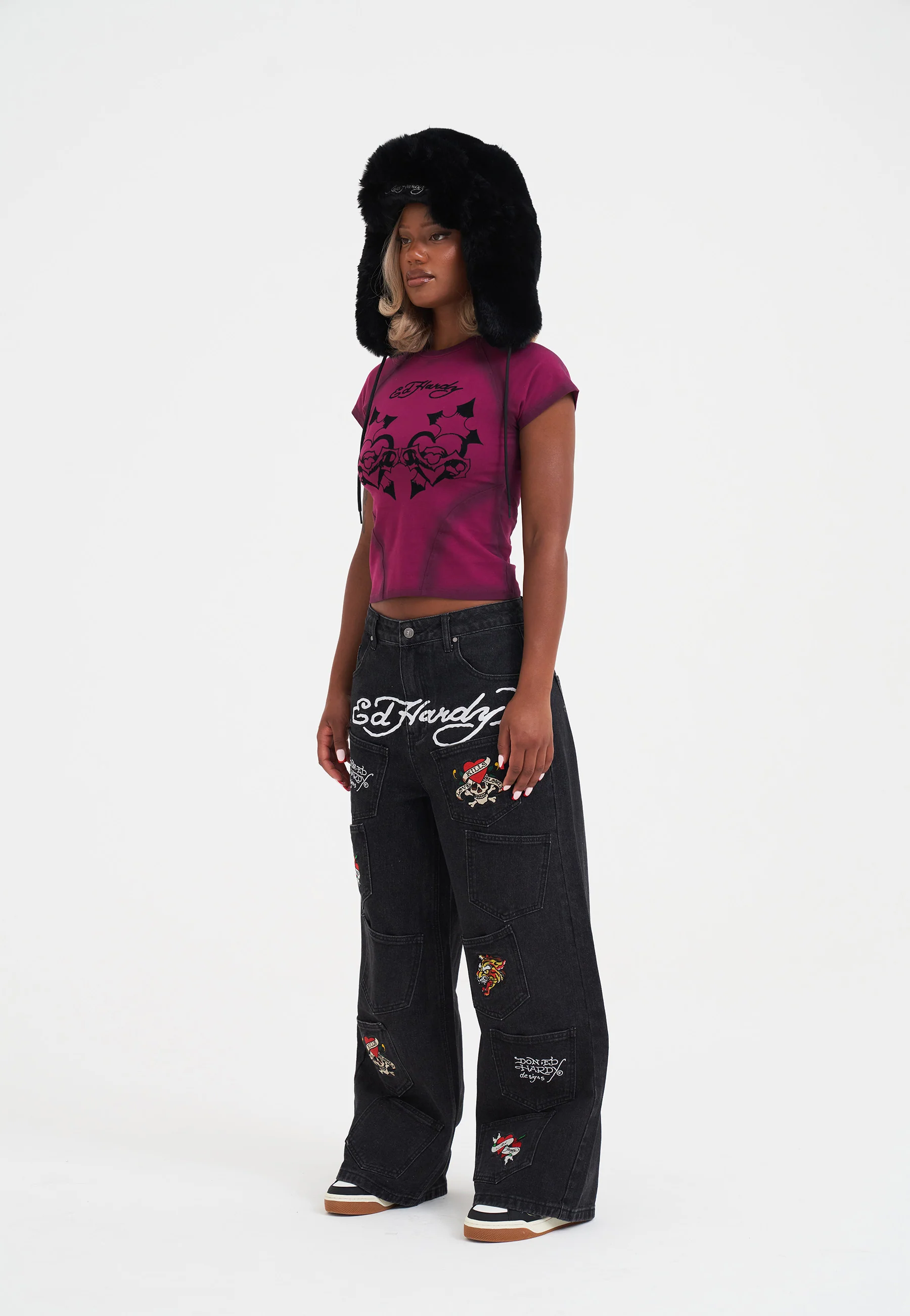 Womens Don Ed Multi Pocket Xtra Jeans - Black - Image 3