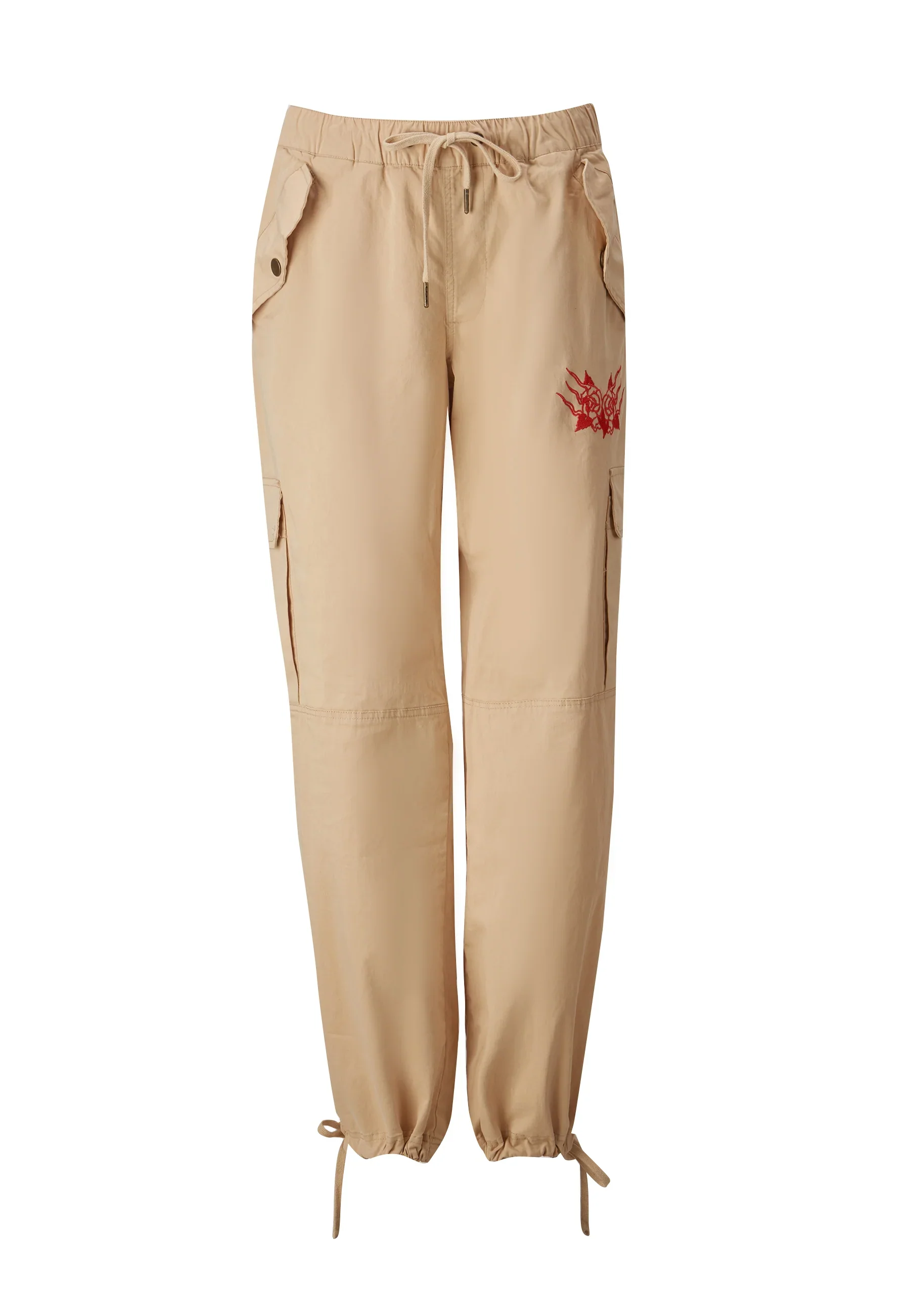 Womens Drag-Flame Cargo Trouser - Beige - Image 5
