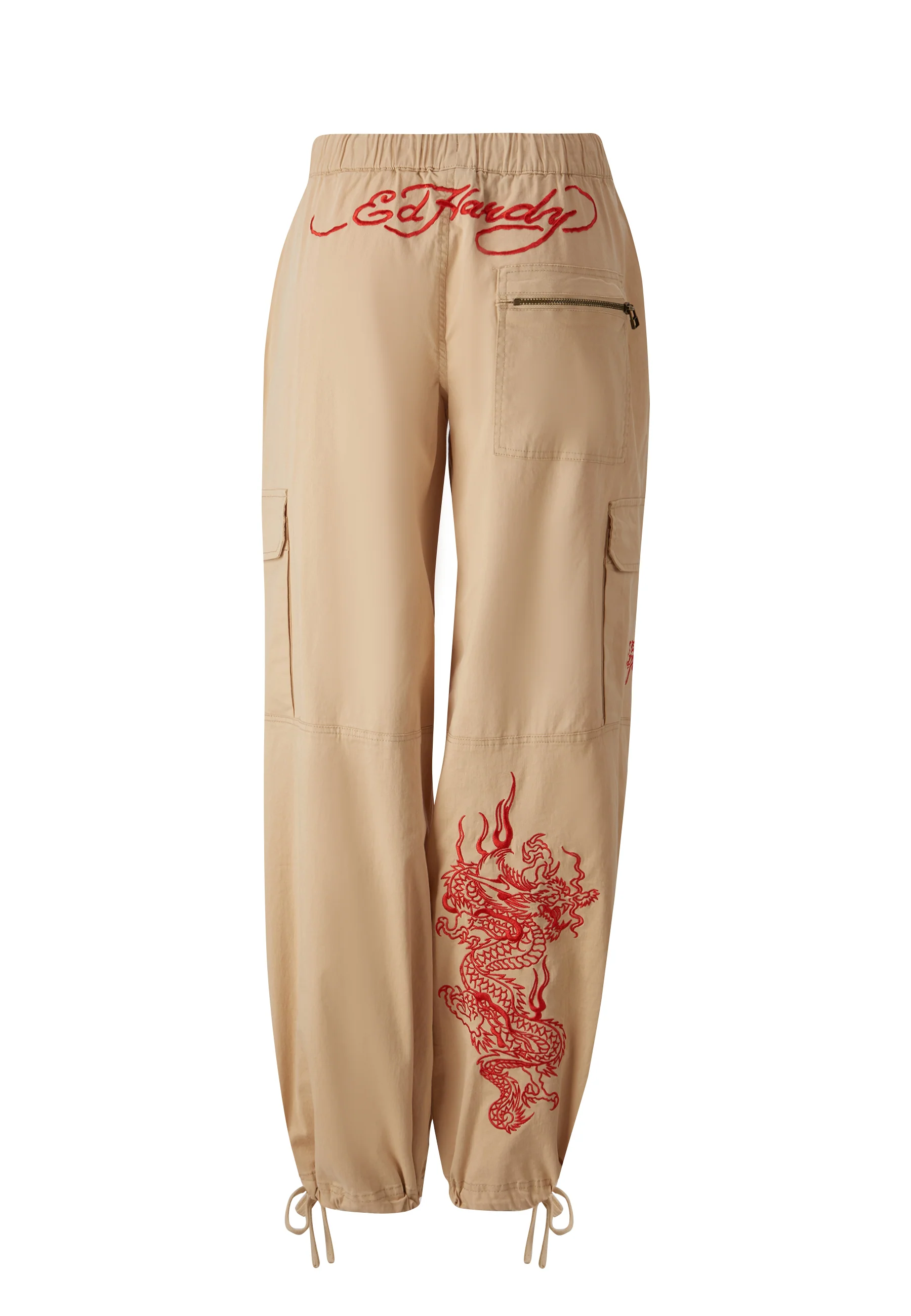 Womens Drag-Flame Cargo Trouser - Beige - Image 6