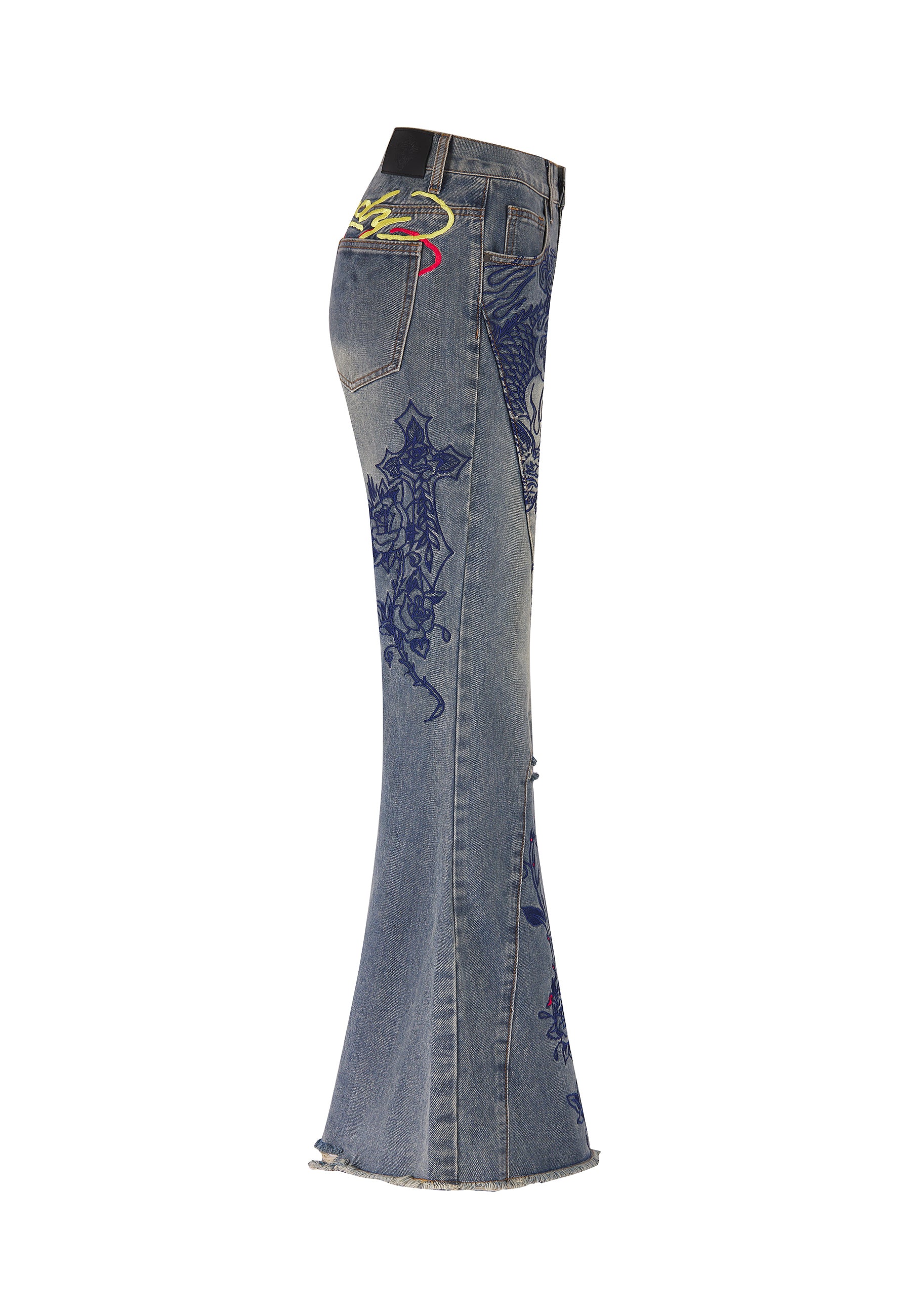 Womens Dragon Multi placement Seam Detail Jeans - Blue - Image 11