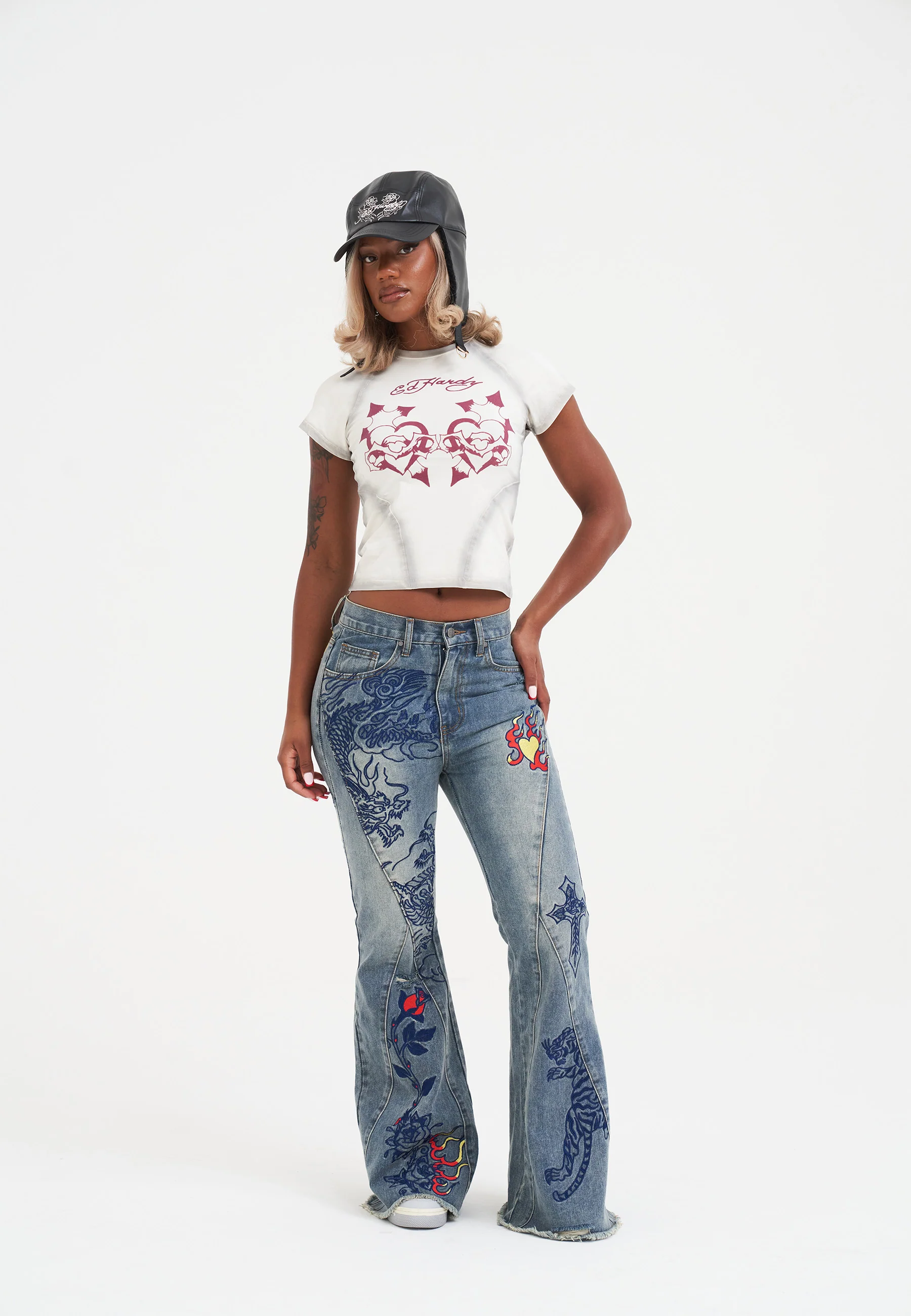 Womens Dragon Multi placement Seam Detail Jeans - Blue - Image 5