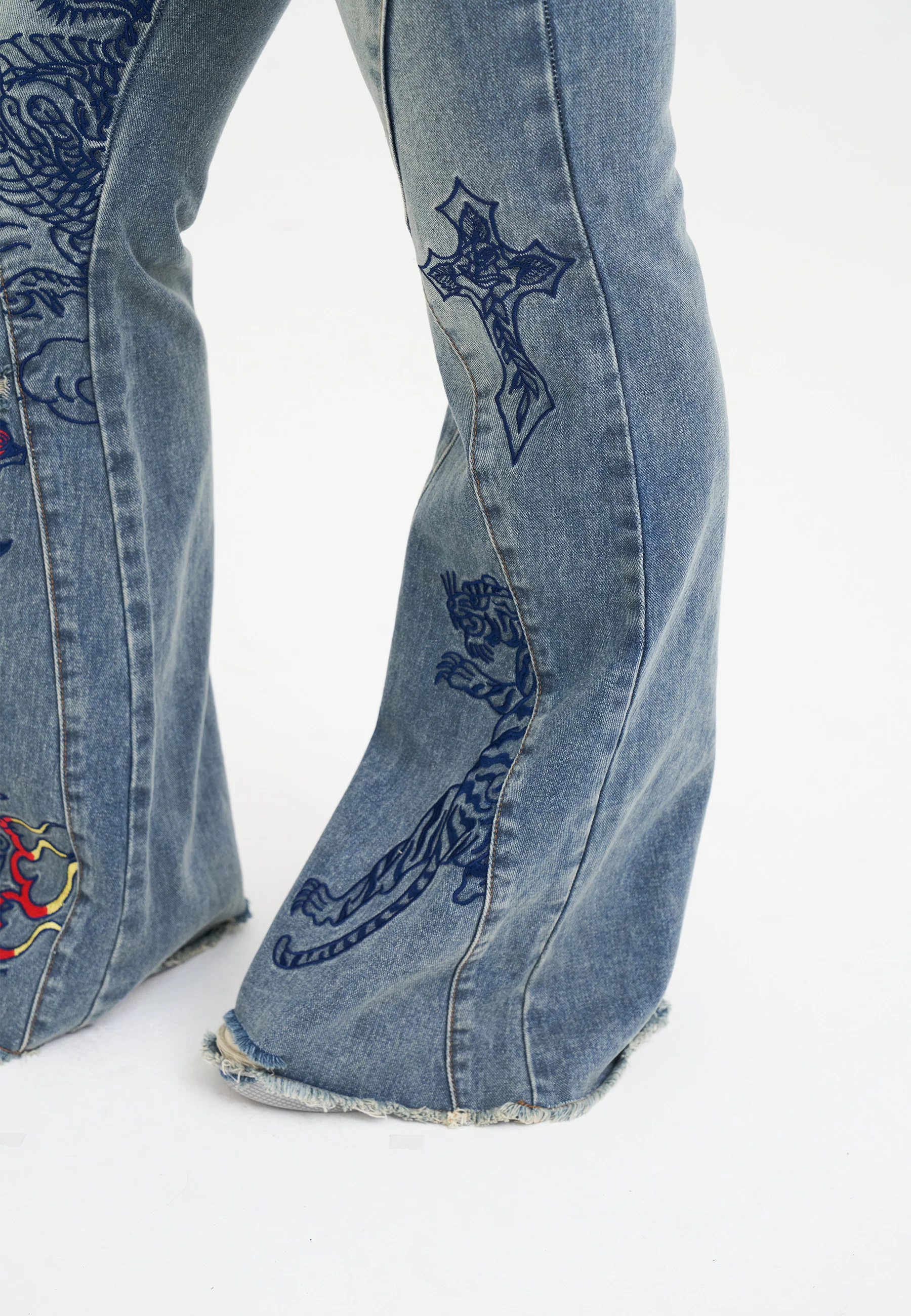 Womens Dragon Multi placement Seam Detail Jeans - Blue - Image 9