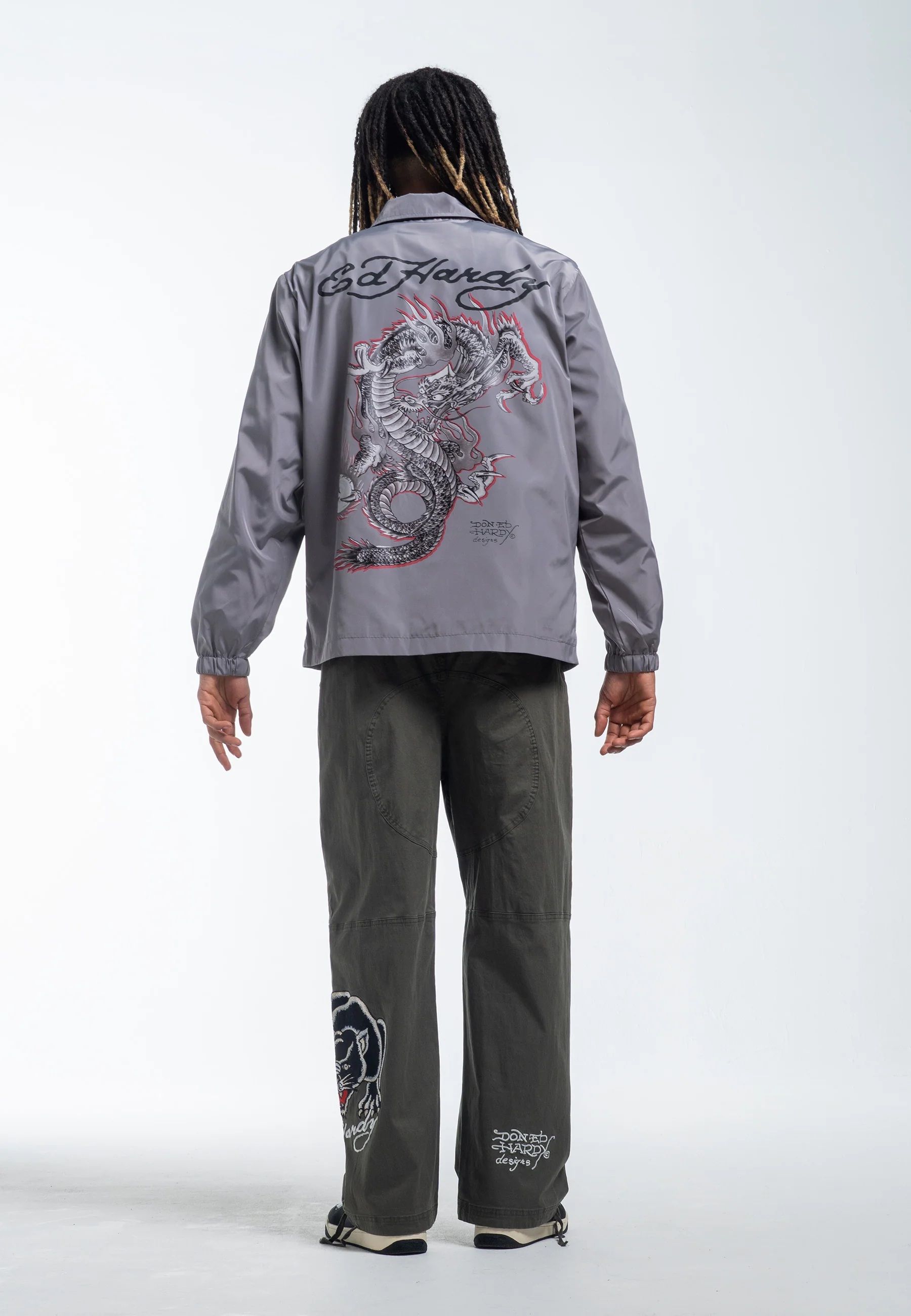 Womens Fireball Dragon Coach Jacket - Grey - Image 6