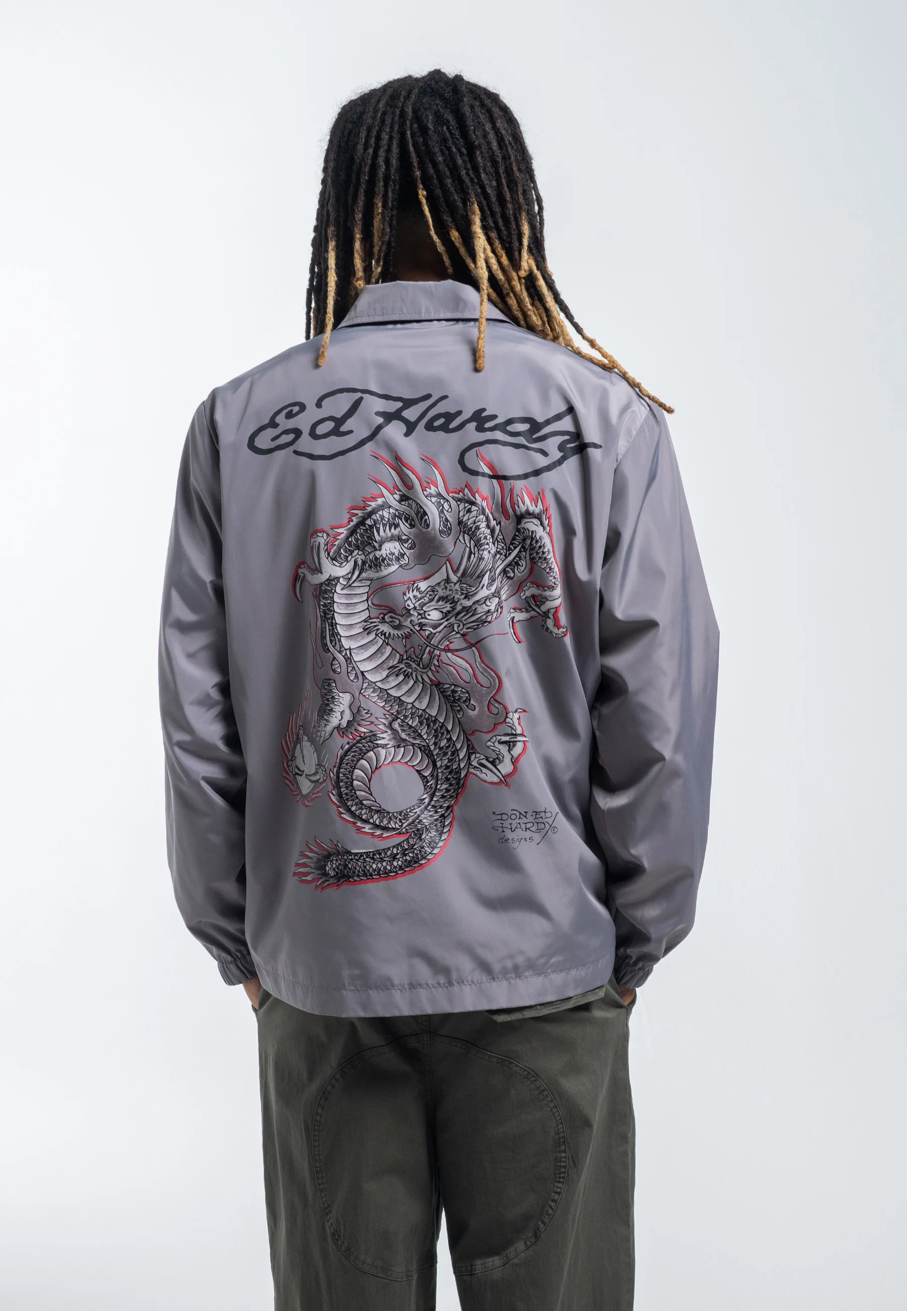 Womens Fireball Dragon Coach Jacket - Grey - Image 7