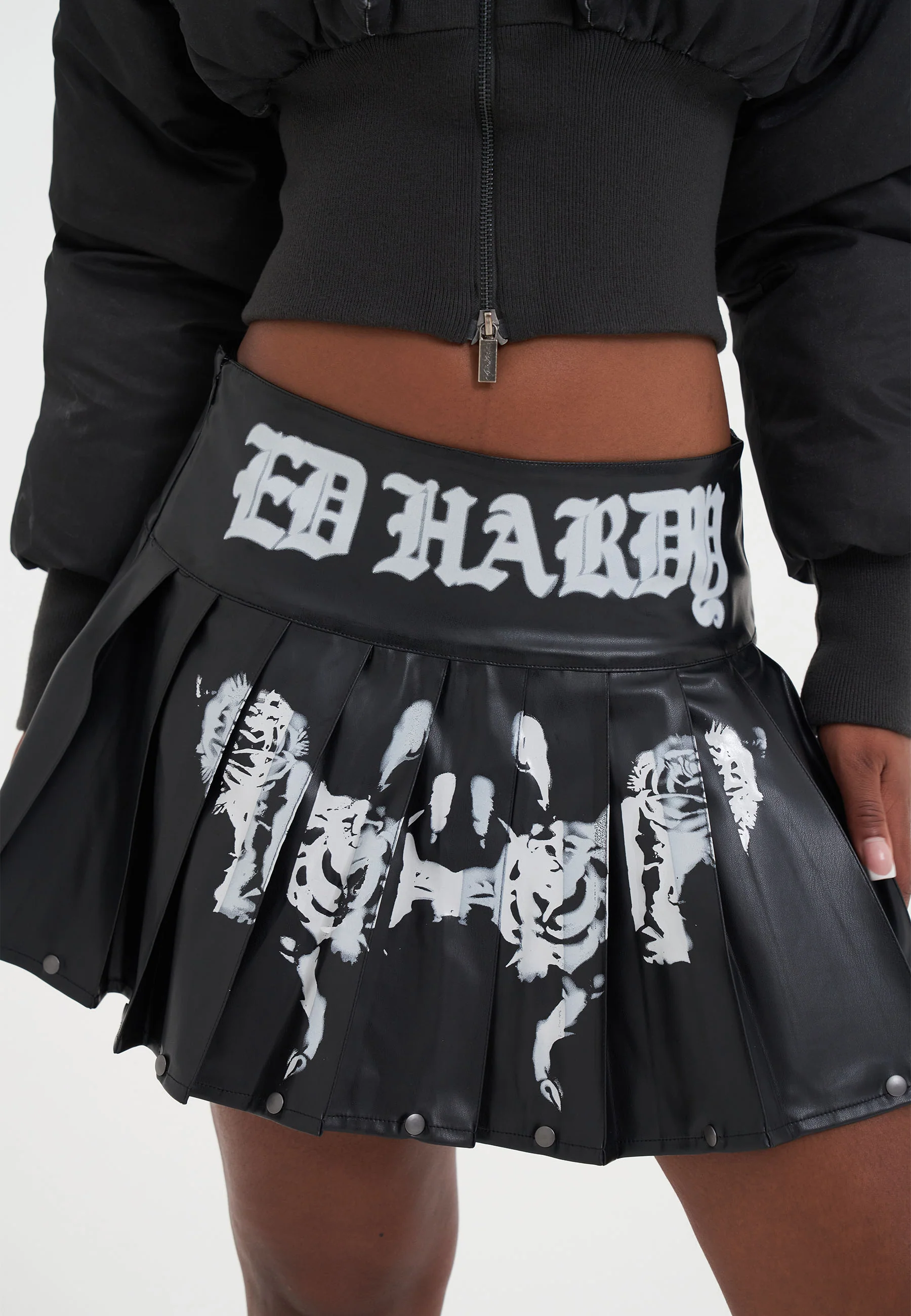 Womens Ghost Rose Pleated Skirt - Black - Image 3