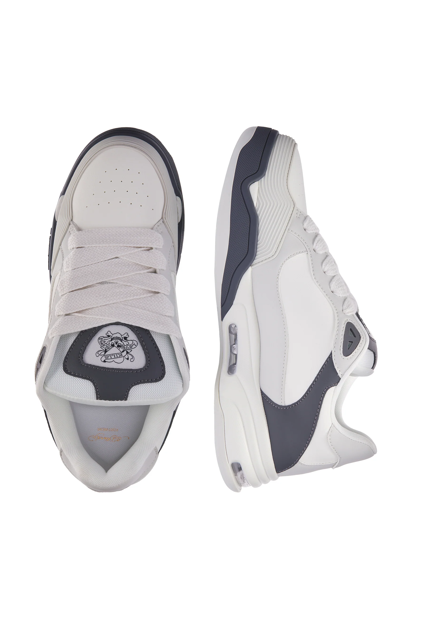 Womens Gothic Soaring Eagle Skater Sneaker - Ecru/Grey - Image 4