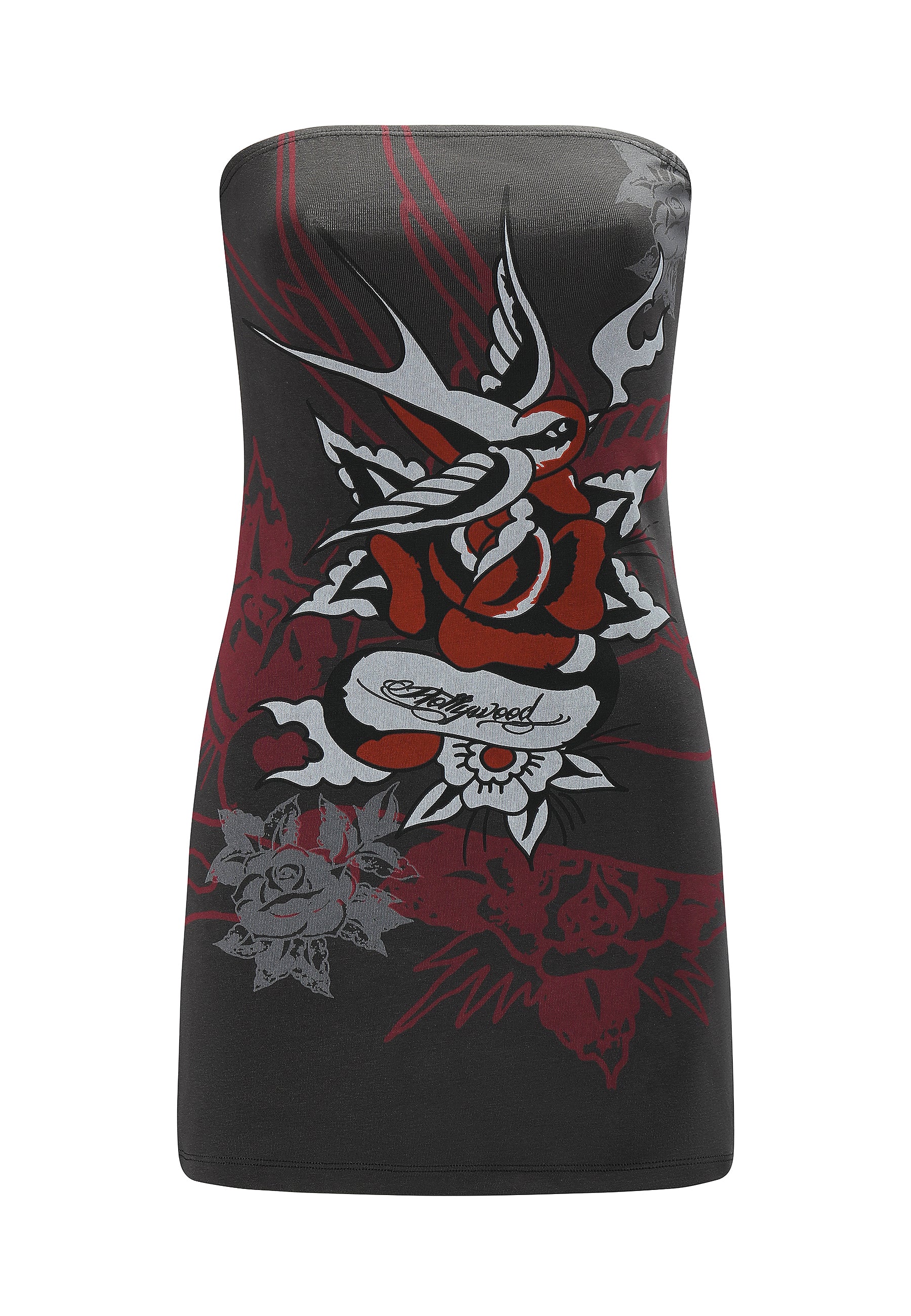 Womens Hollywood Swallow Bandeau Dress - Grey - Image 6