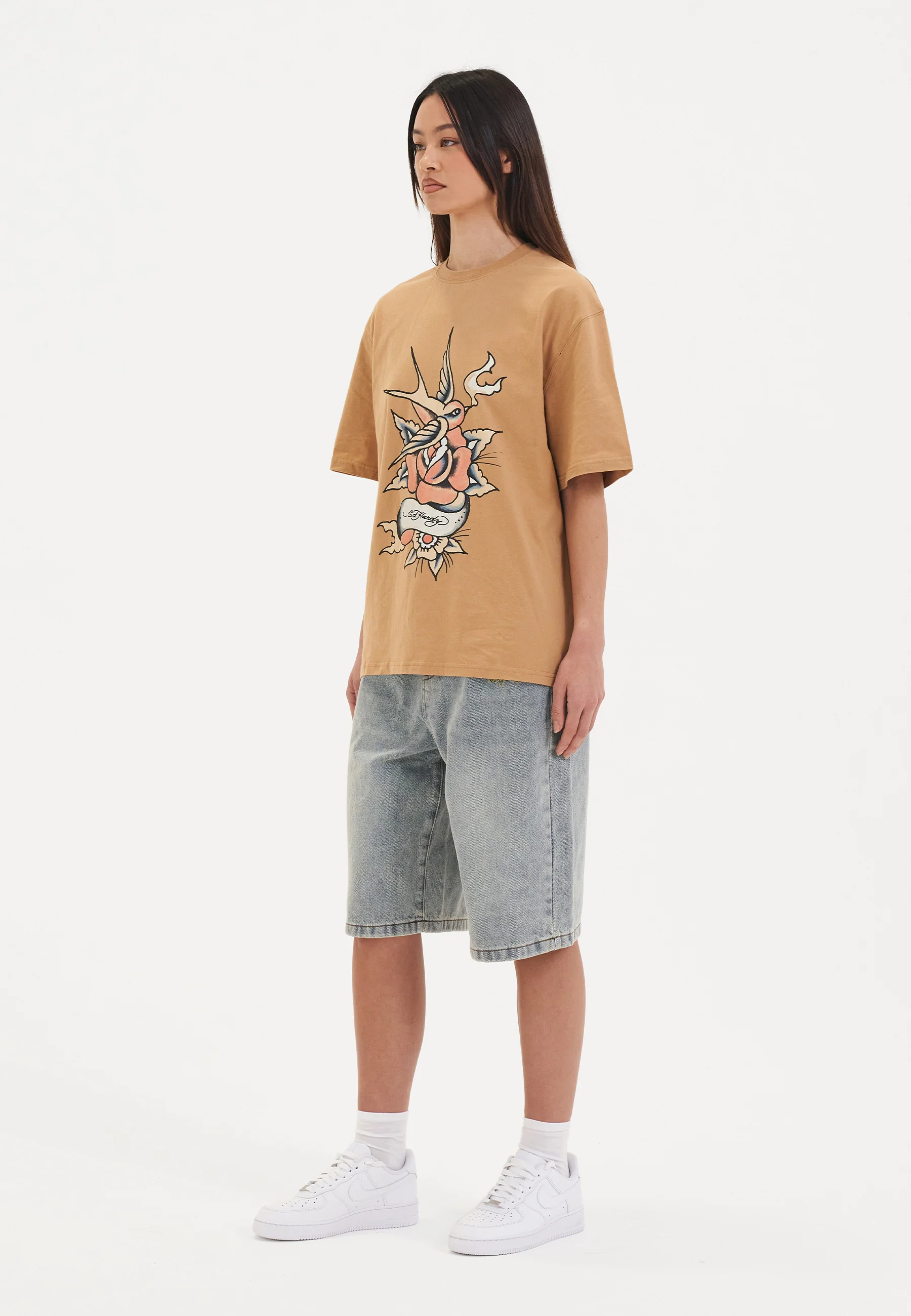 Womens Hummer Bird Relaxed Tshirt Top - Brown - Image 3