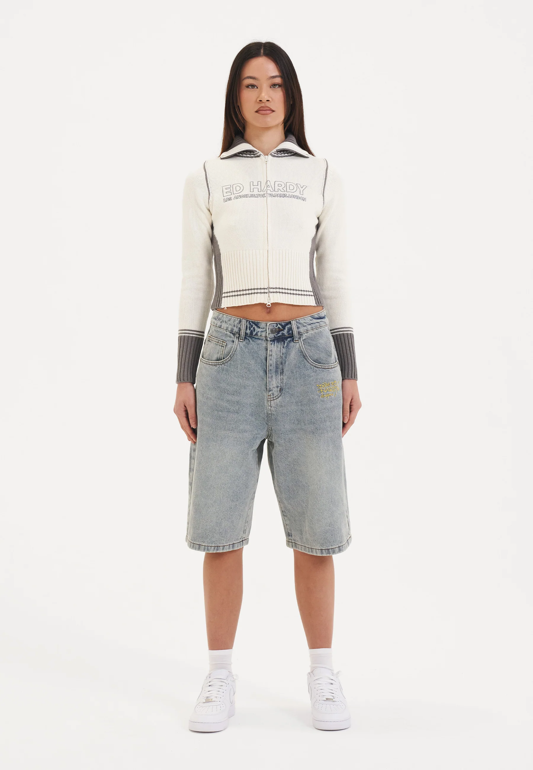 Womens Lks Zip Up Knitted Tracksuit Jacket - White - Image 4