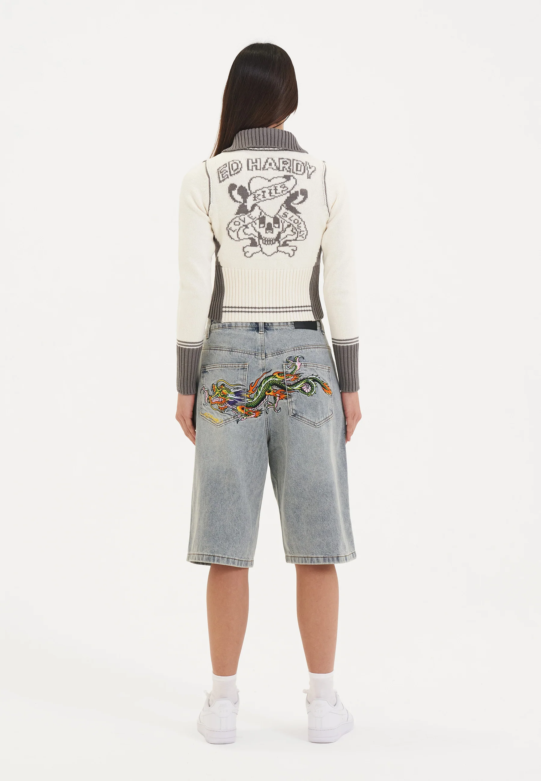 Womens Lks Zip Up Knitted Tracksuit Jacket - White - Image 5