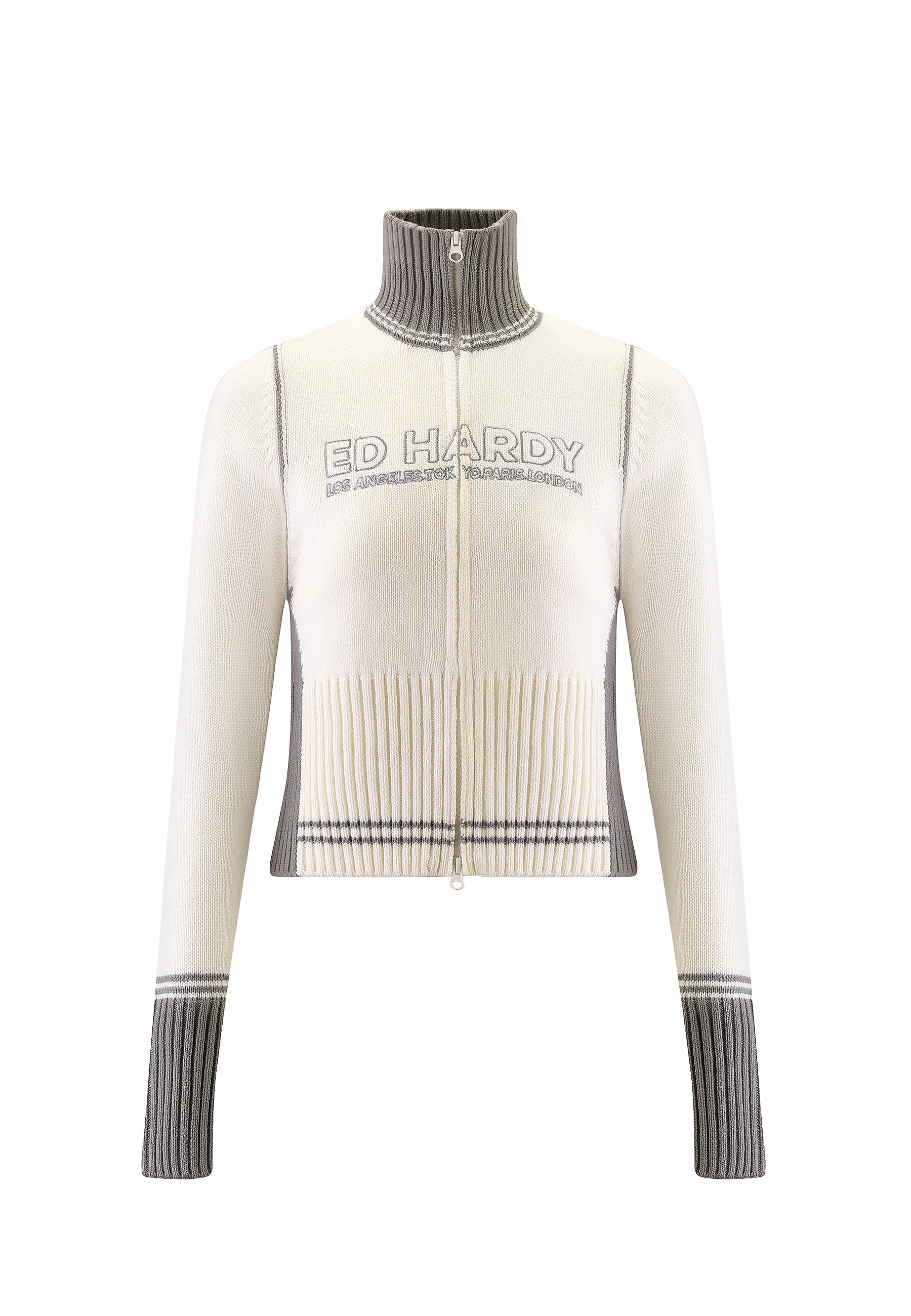 Womens Lks Zip Up Knitted Tracksuit Jacket - White - Image 7