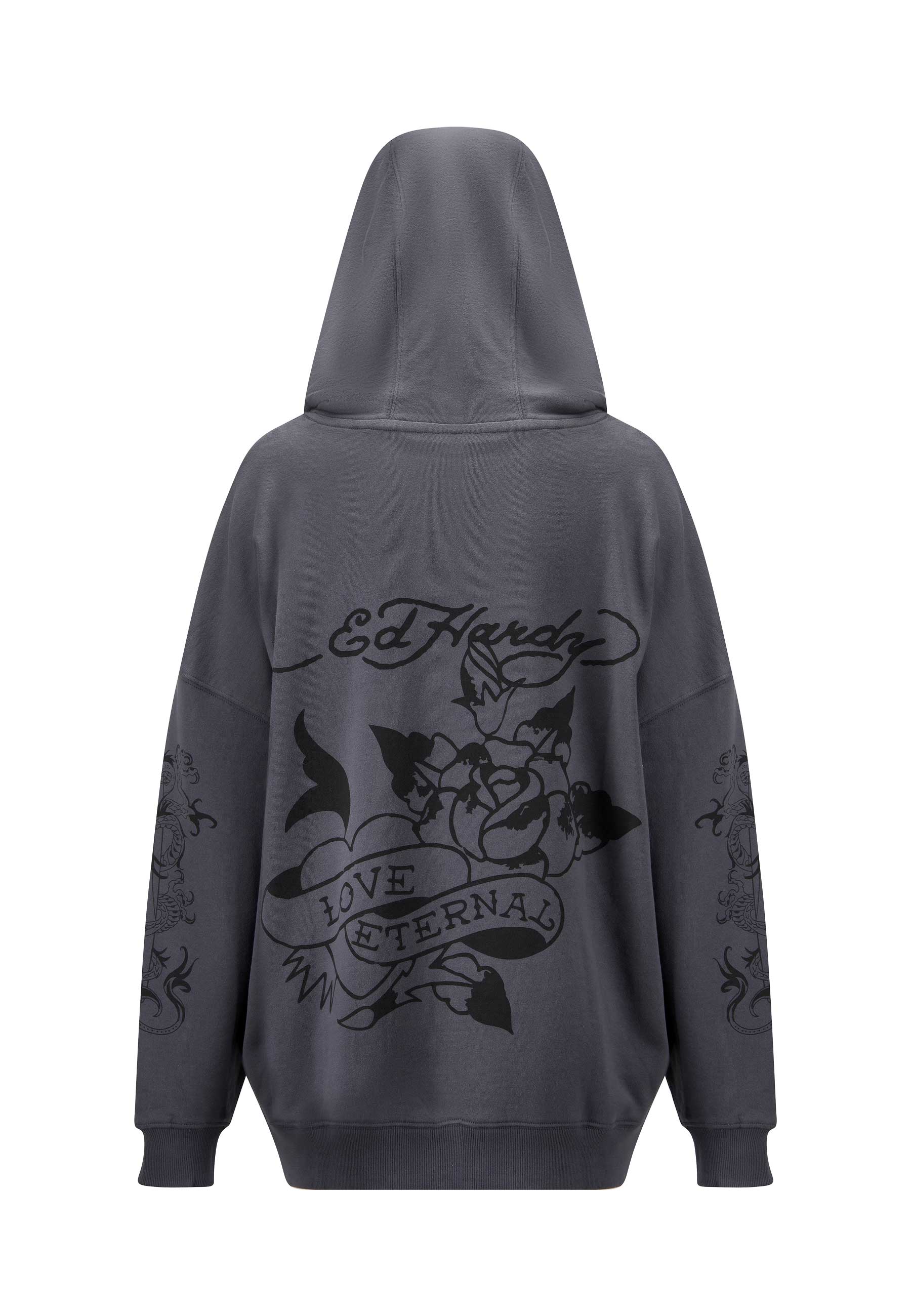 Womens Love Eternal Graphic Relaxed Hoodie - Grey - Image 9