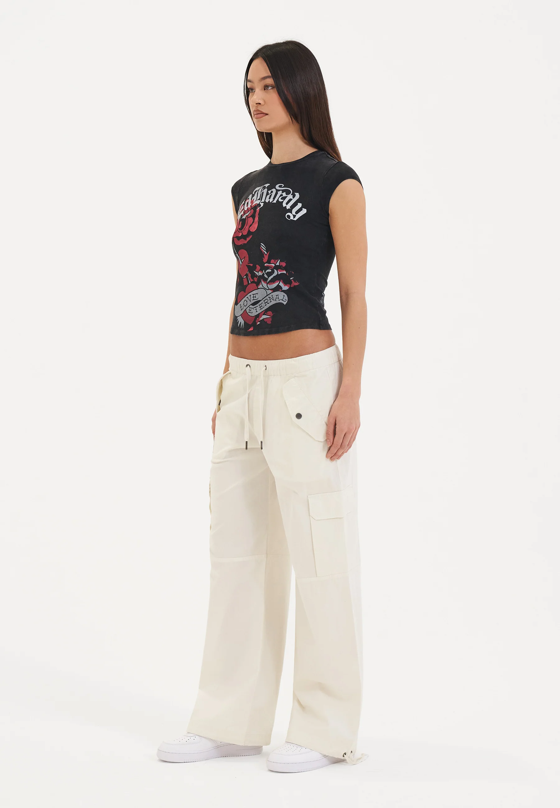 Womens Love Eternal Cap Sleeve Tshirt Top - Black - Image 5