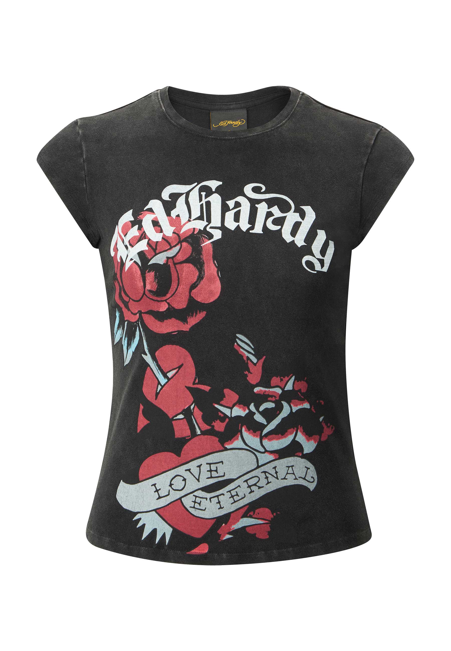 Womens Love Eternal Cap Sleeve Tshirt Top - Black - Image 7