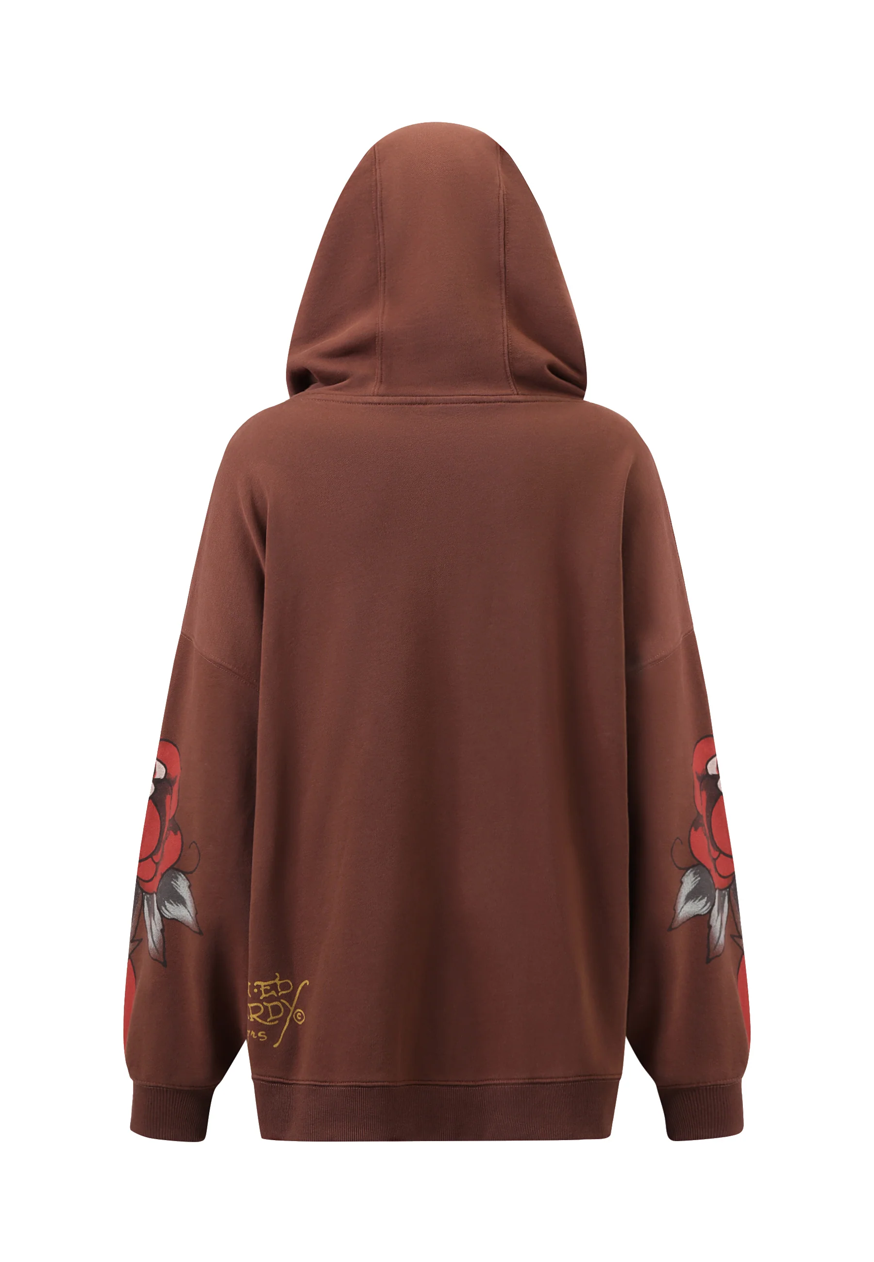 Womens Love Hard Graphic Relaxed Pouch Hoodie - Brown - Image 9