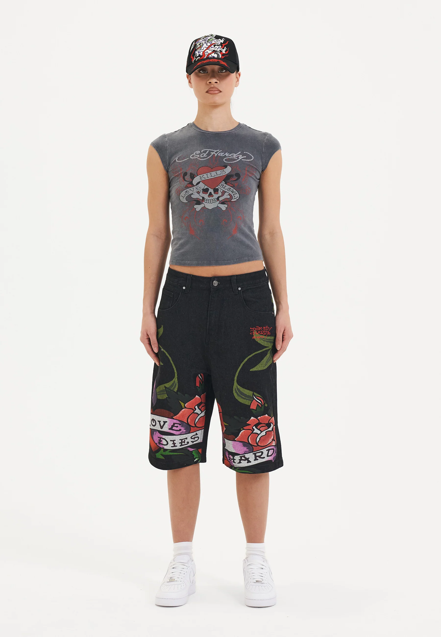 Womens Love Kills Cap Sleeve Tshirt Top - Grey - Image 4