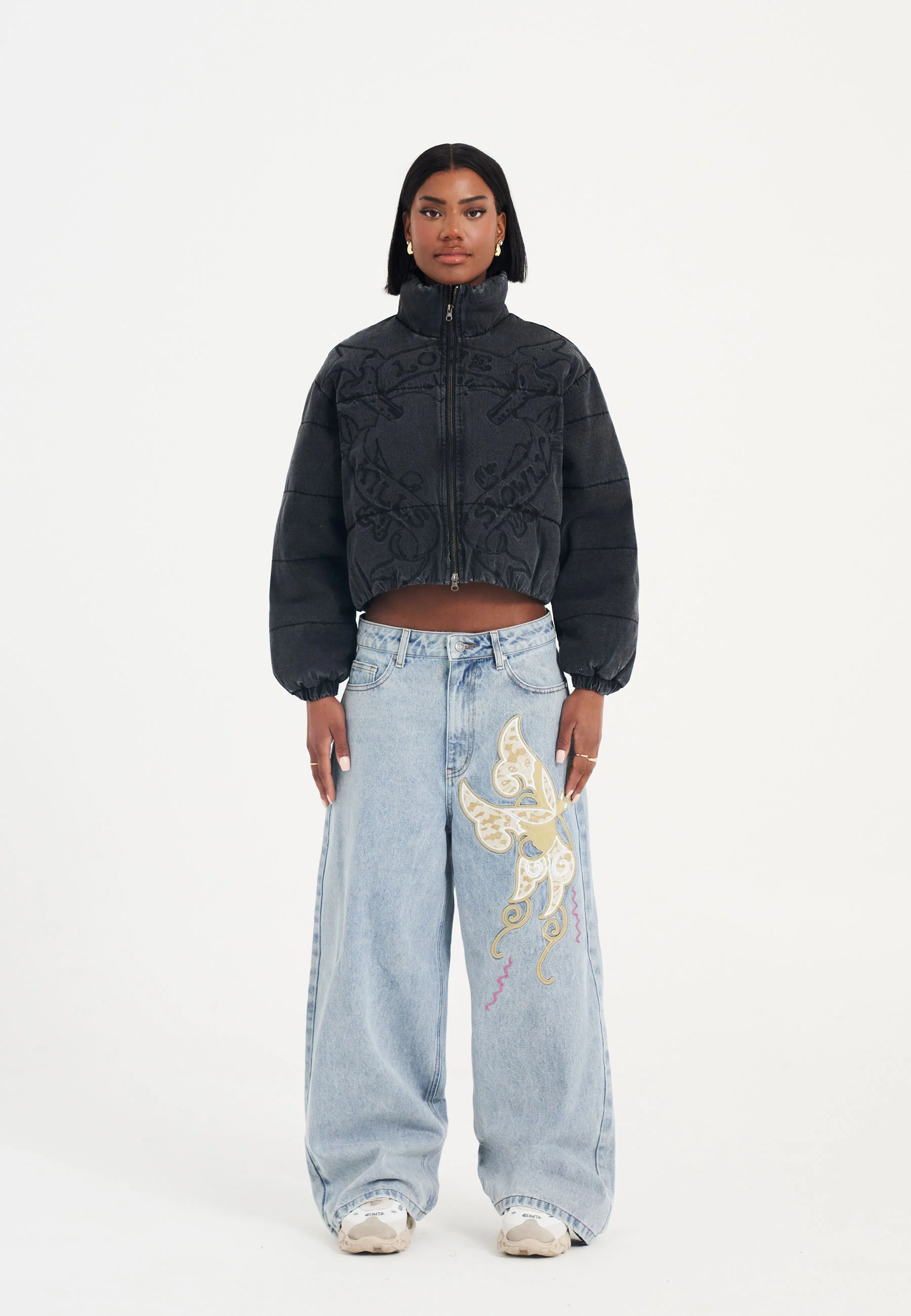 Womens Love Kills Quilted Puffer Jacket - Black - Image 3