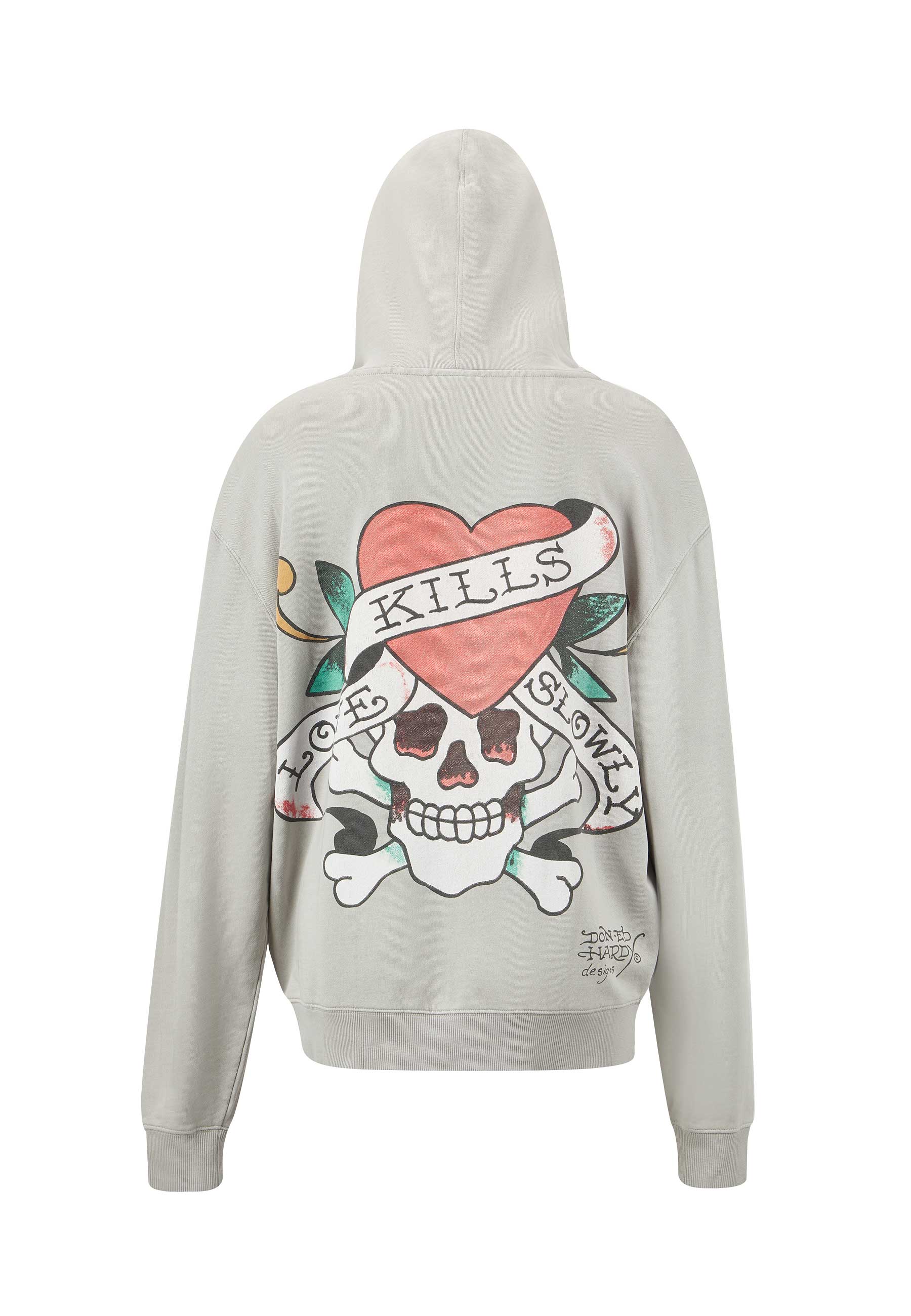 Womens Love Kills Slowly Zip Through Hoodie - Grey - Image 5