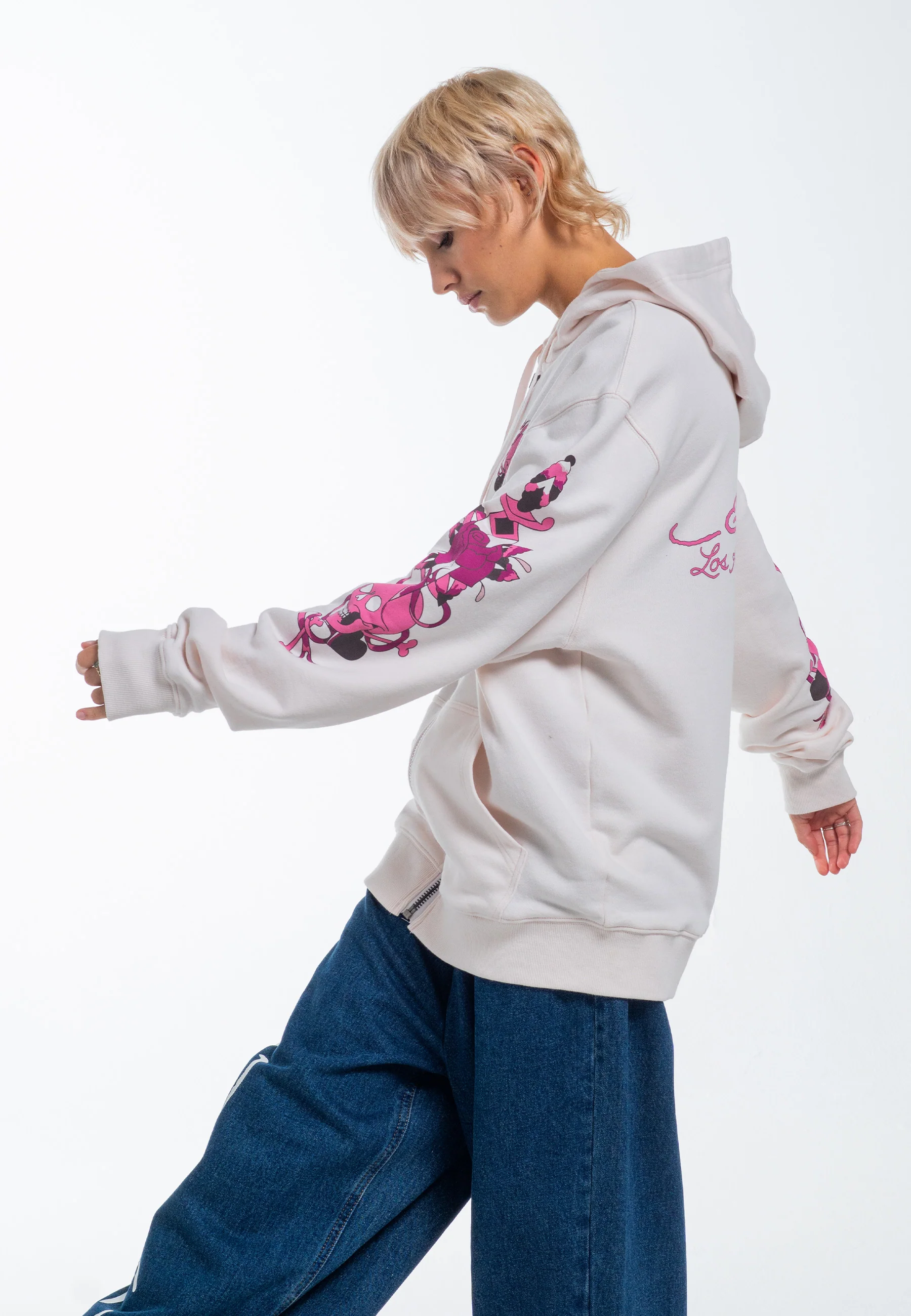 Womens Love Wrapped Zip Through Hoodie - Pink - Image 3