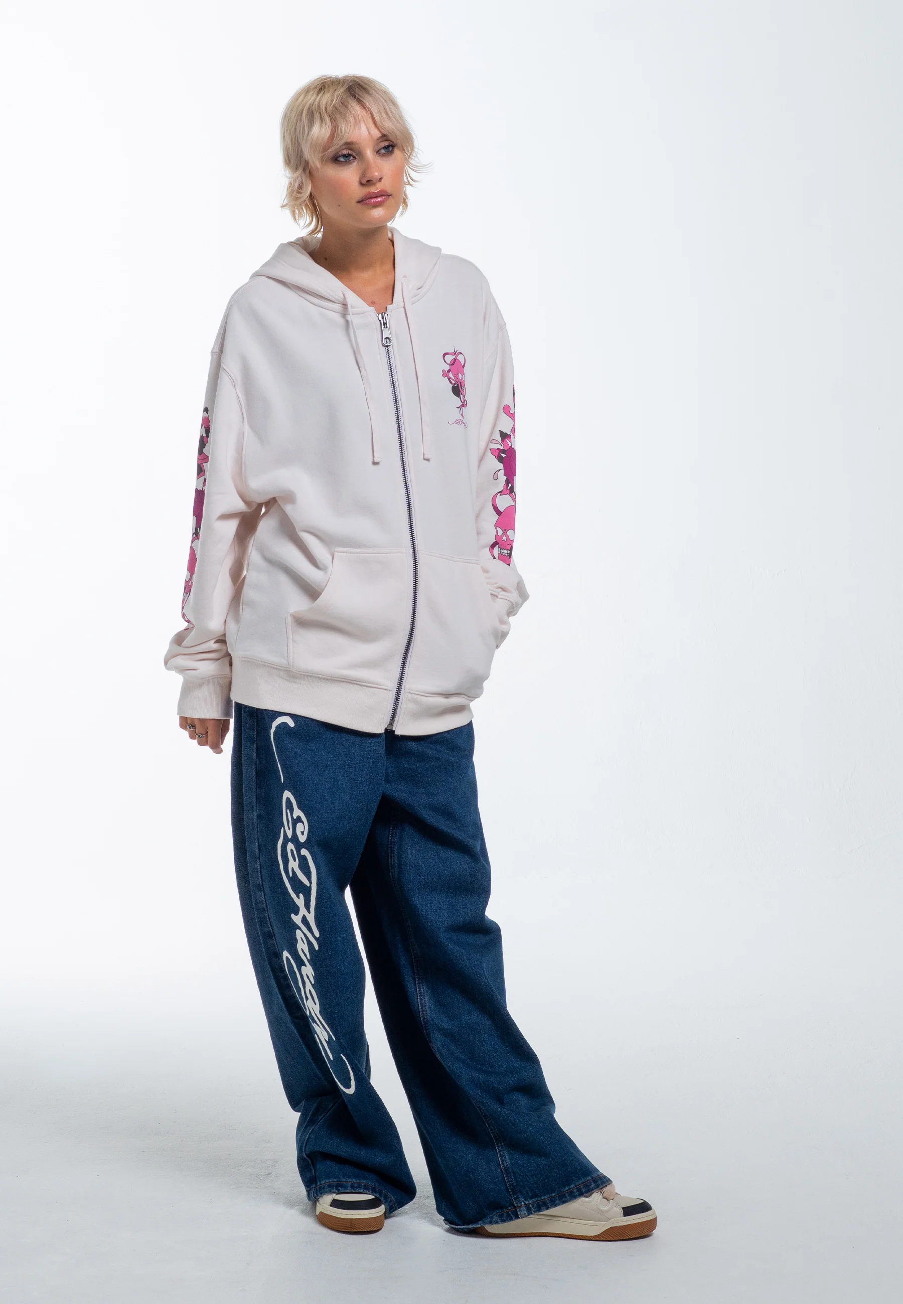 Womens Love Wrapped Zip Through Hoodie - Pink - Image 4