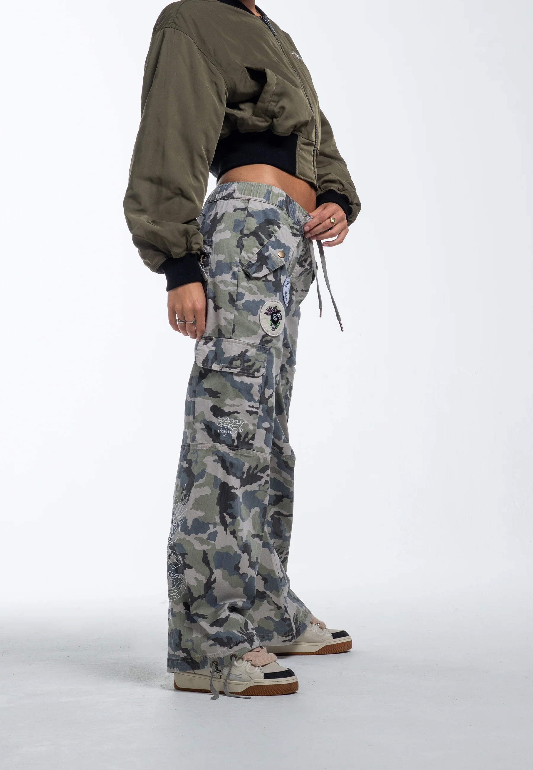 Womens Nyc Badge Cargo Trouser - Camo - Image 3