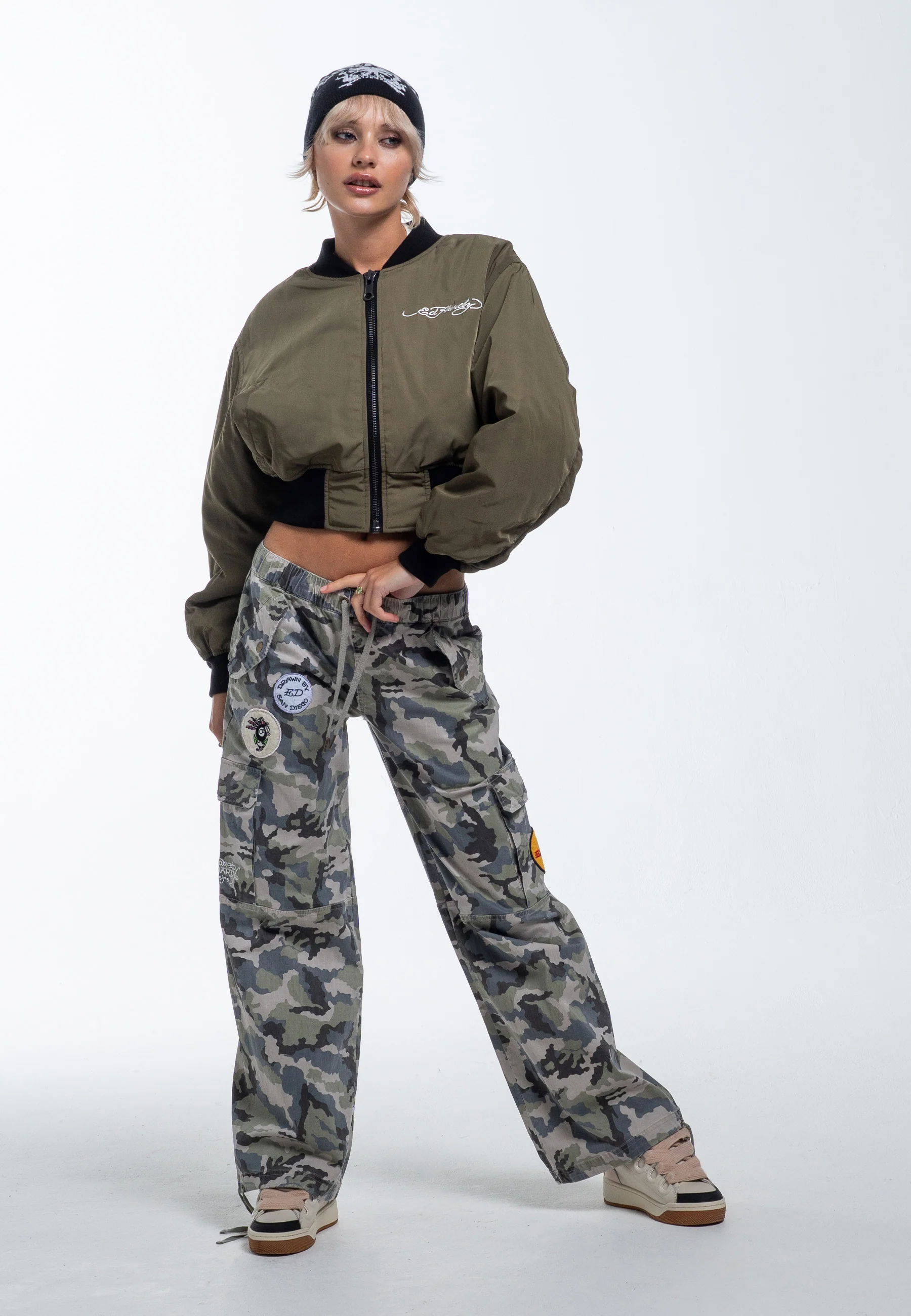 Womens Nyc Badge Cargo Trouser - Camo - Image 4
