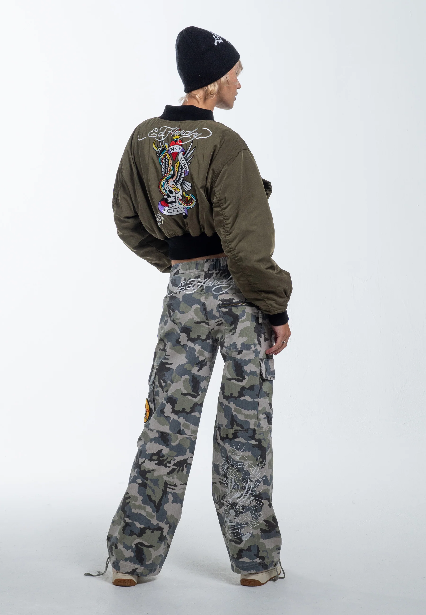 Womens Nyc Badge Cargo Trouser - Camo - Image 5