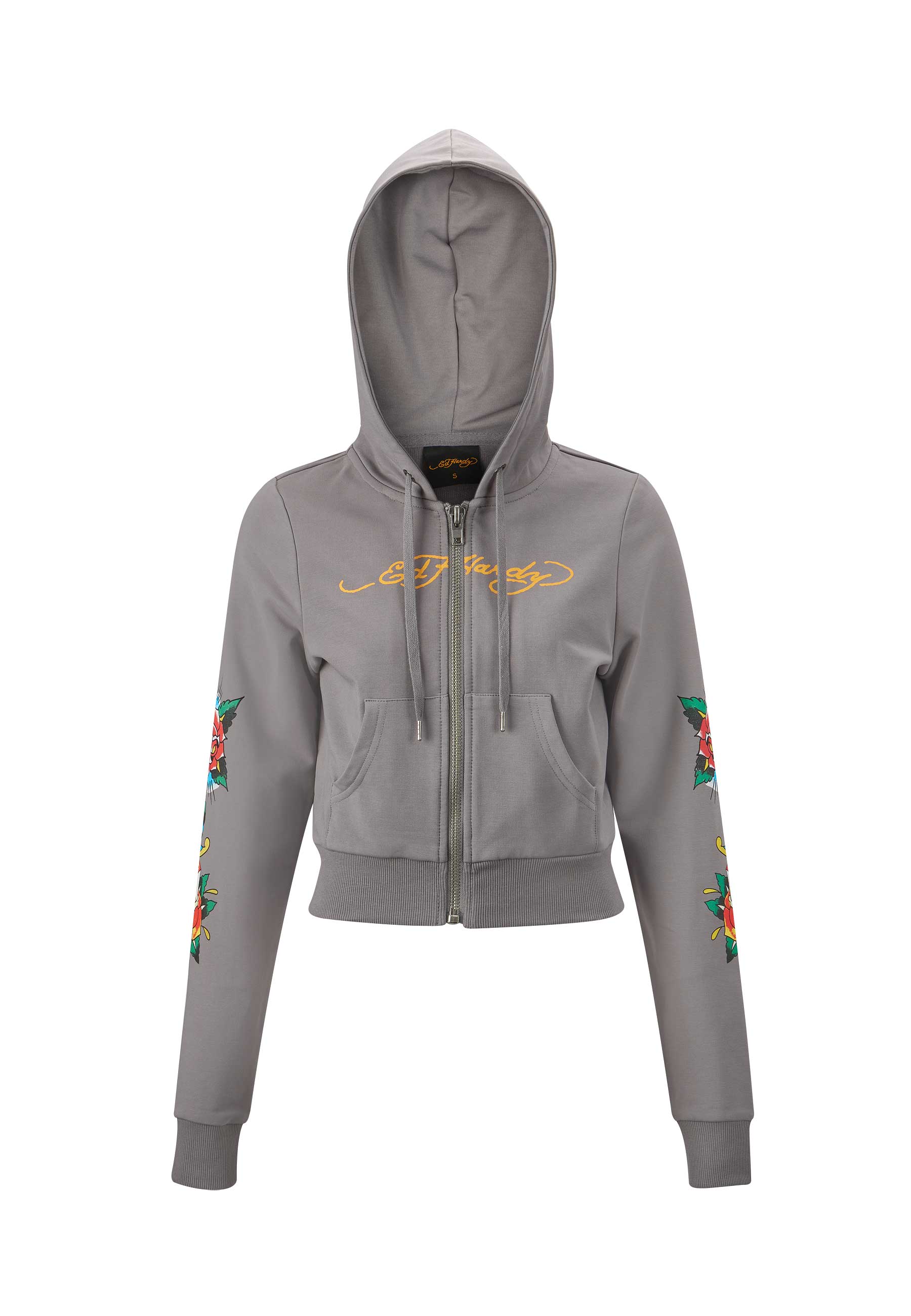 Womens Only Live Once Cropped Zip Through Hoodie - Grey - Image 6