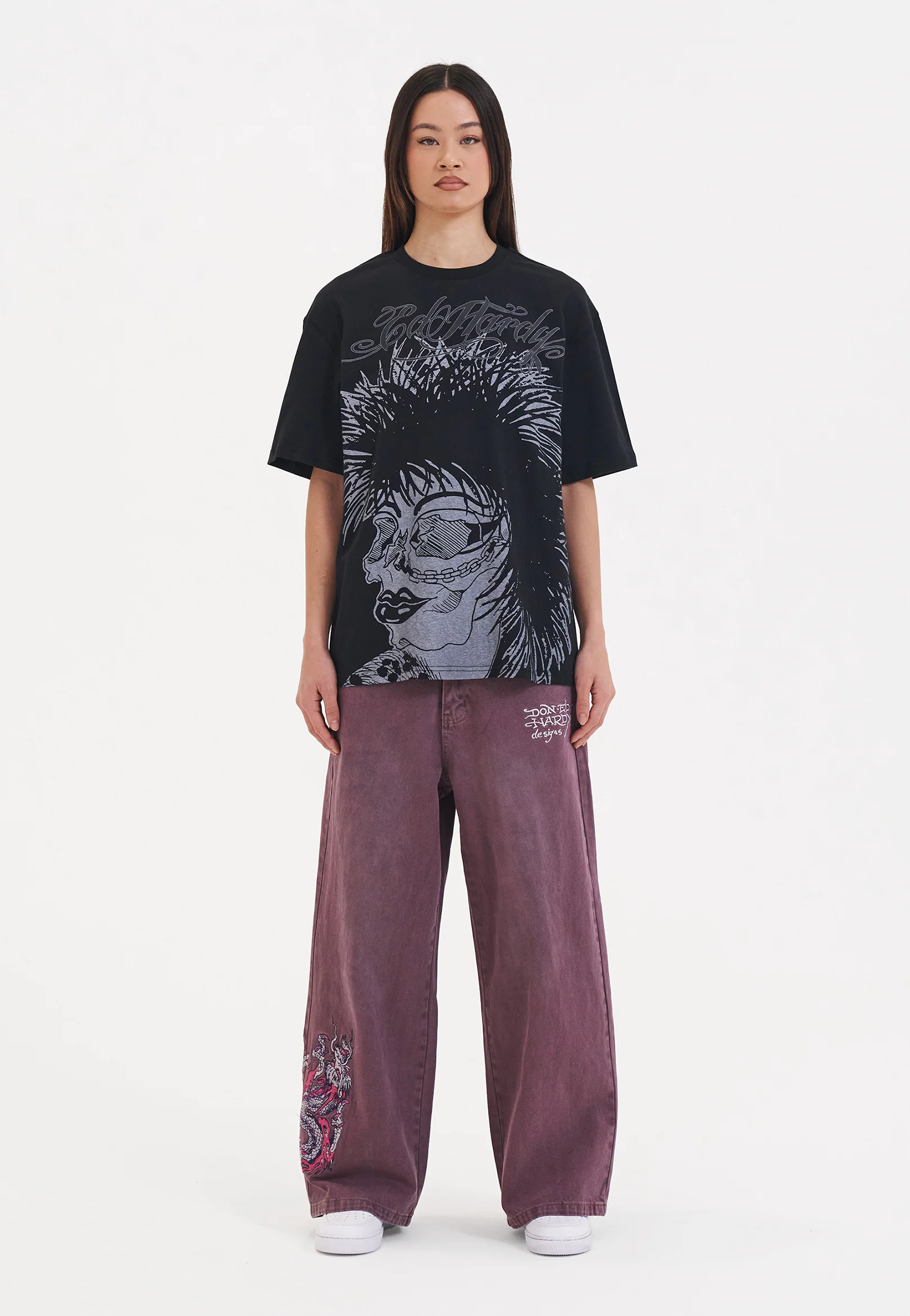 Womens Pretty In Punk Relaxed Tshirt Top - Black - Image 3