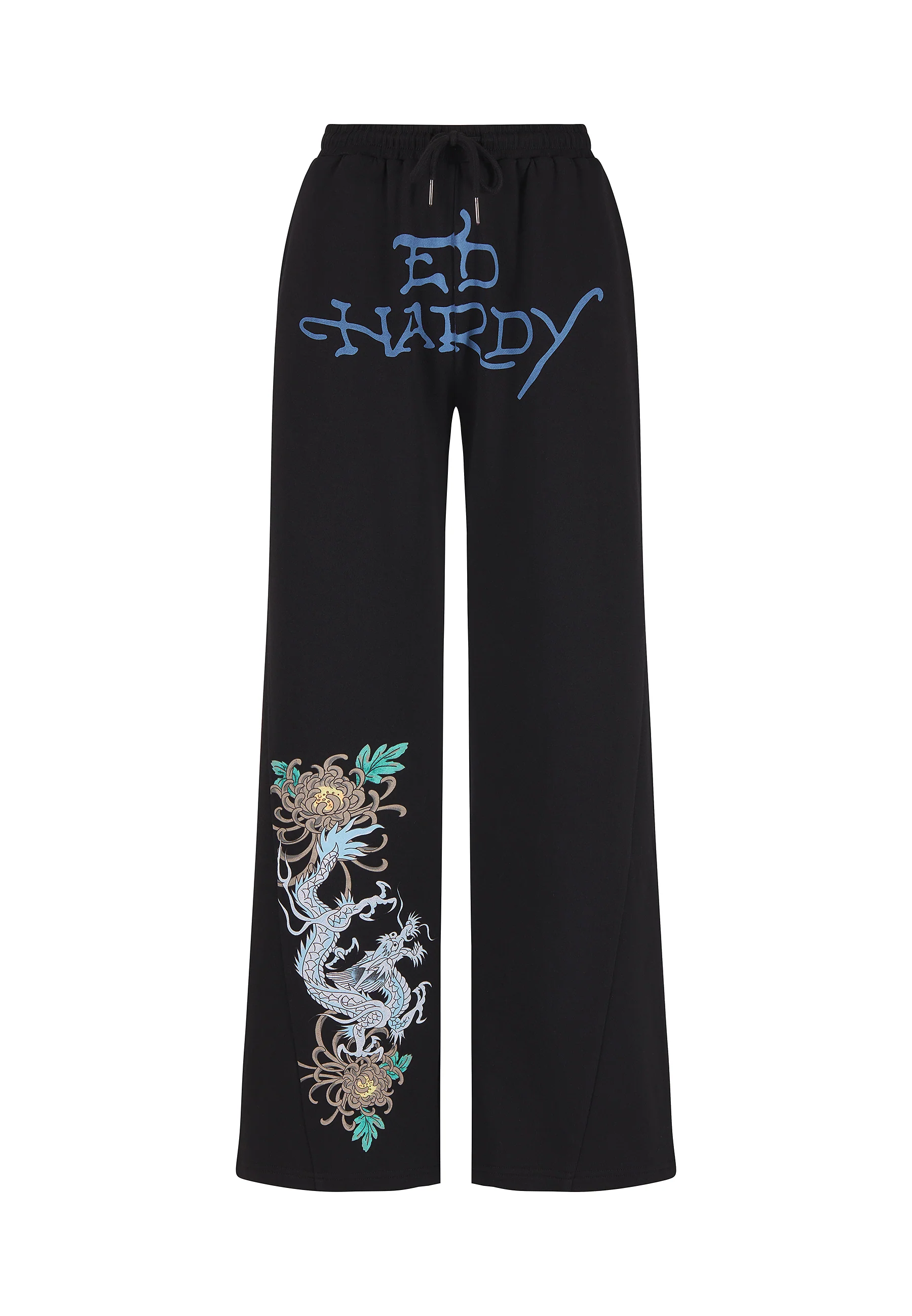 Womens Studded Floral Dragon Tracksuit Pants - Black - Image 6