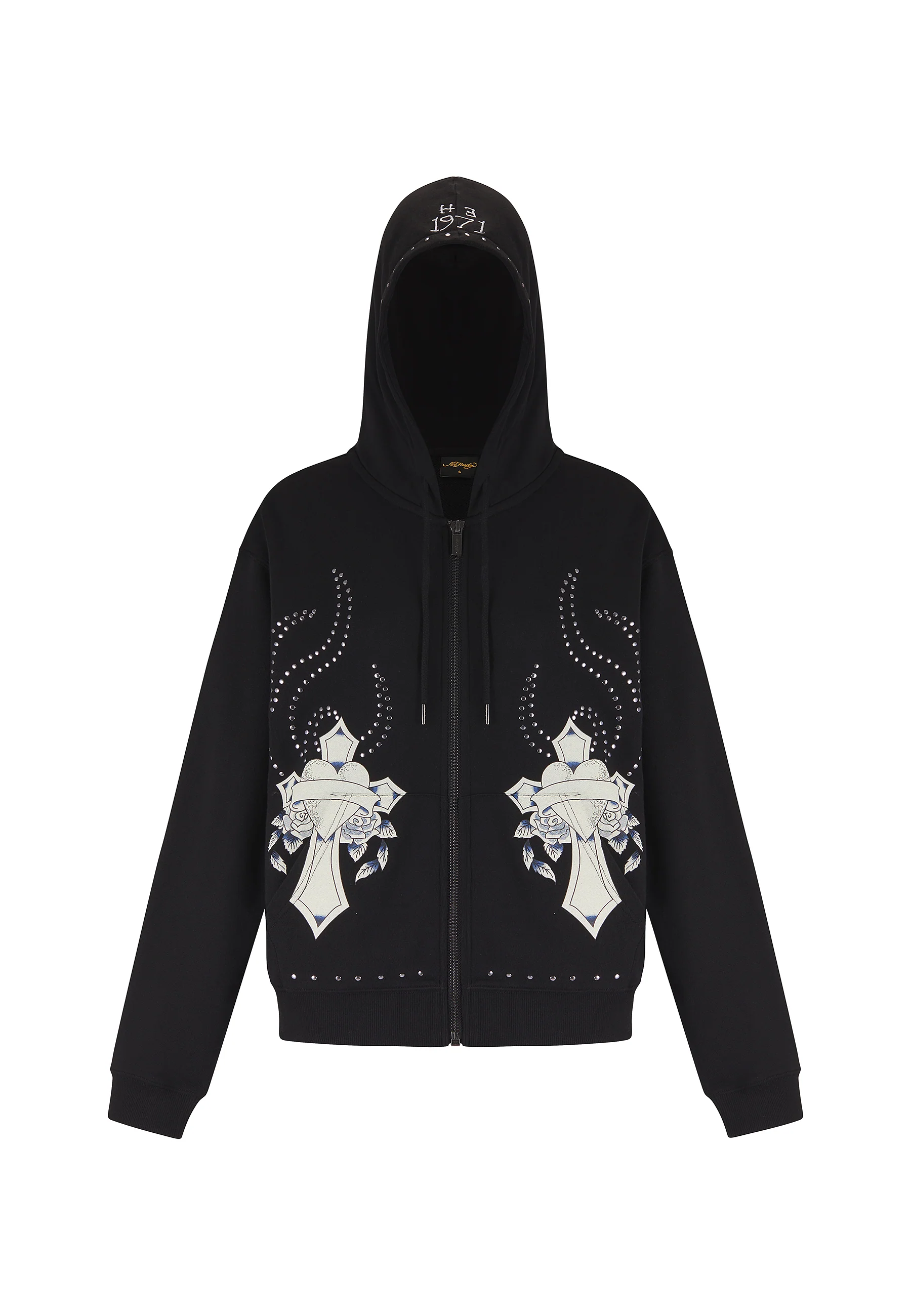 Womens Studded Floral Dragon Tracksuit Top - Black - Image 10