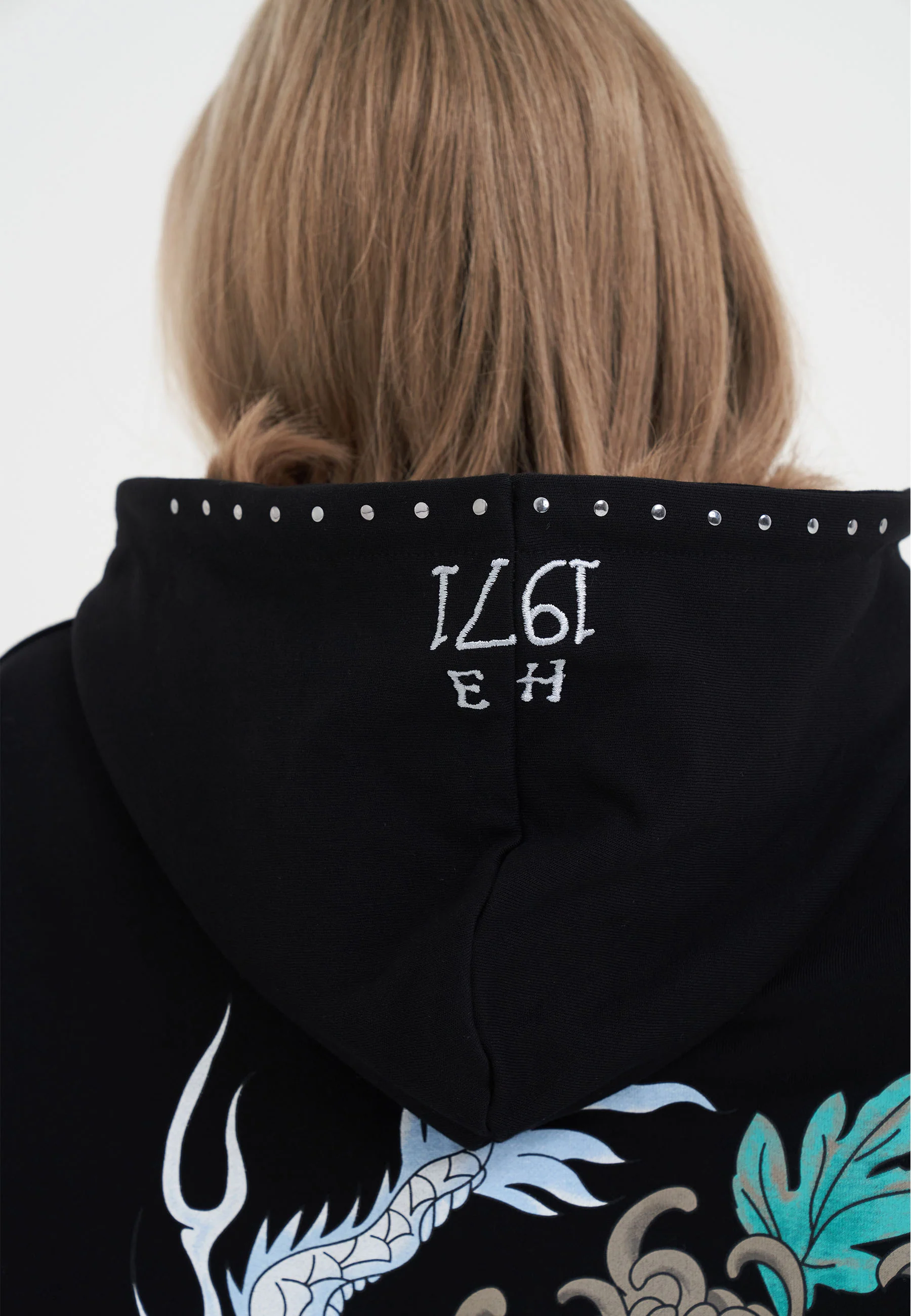 Womens Studded Floral Dragon Tracksuit Top - Black - Image 9