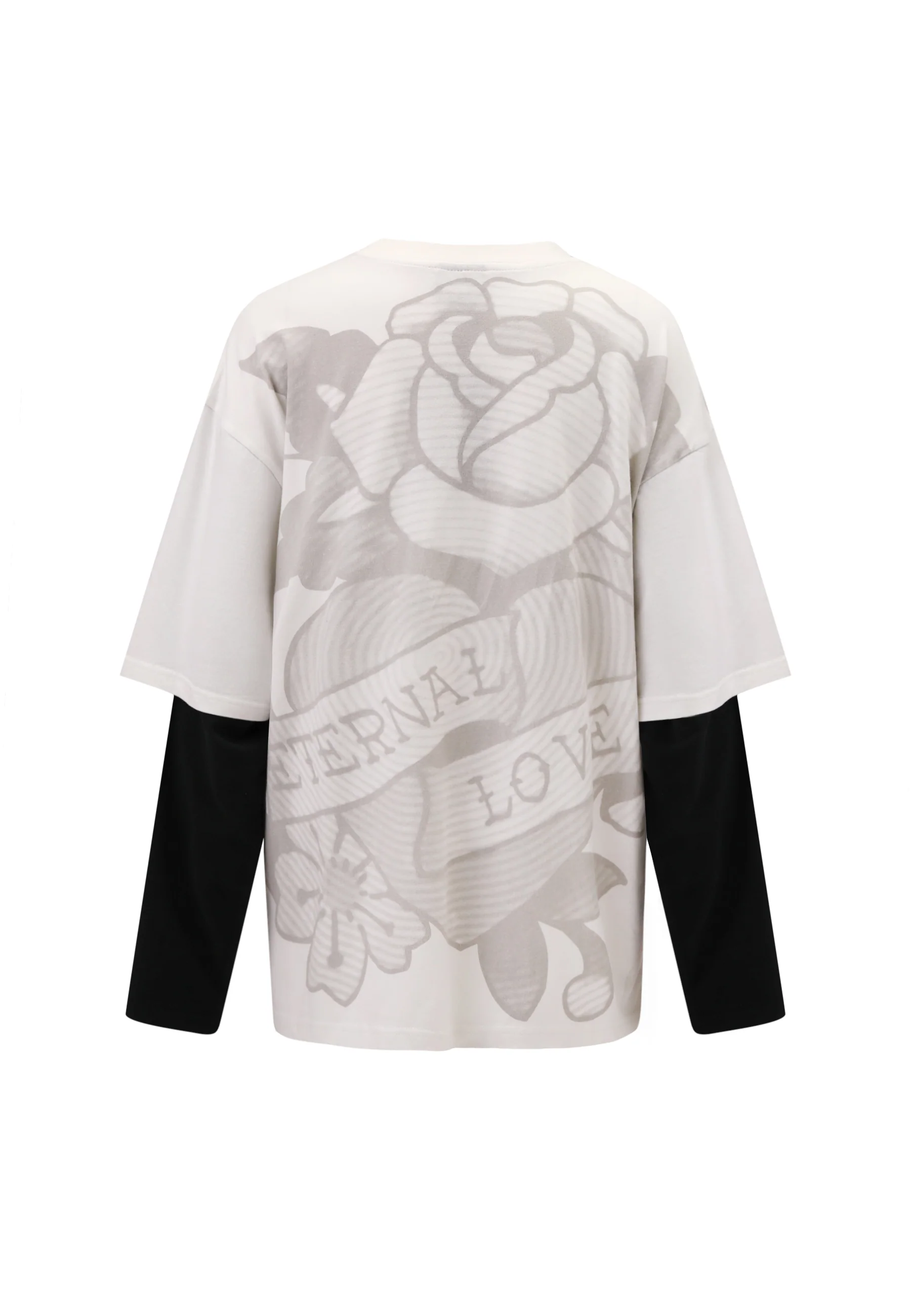 Womens Vintage Eternal Double Sleeve Relaxed Tshirt Top - White - Image 7